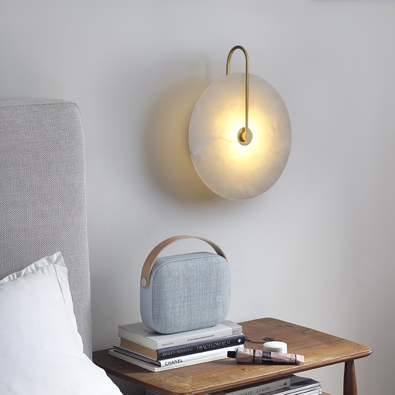 Kristy Alabaster LED Wall Lamp Round Iconic Circular - Lamp Copper