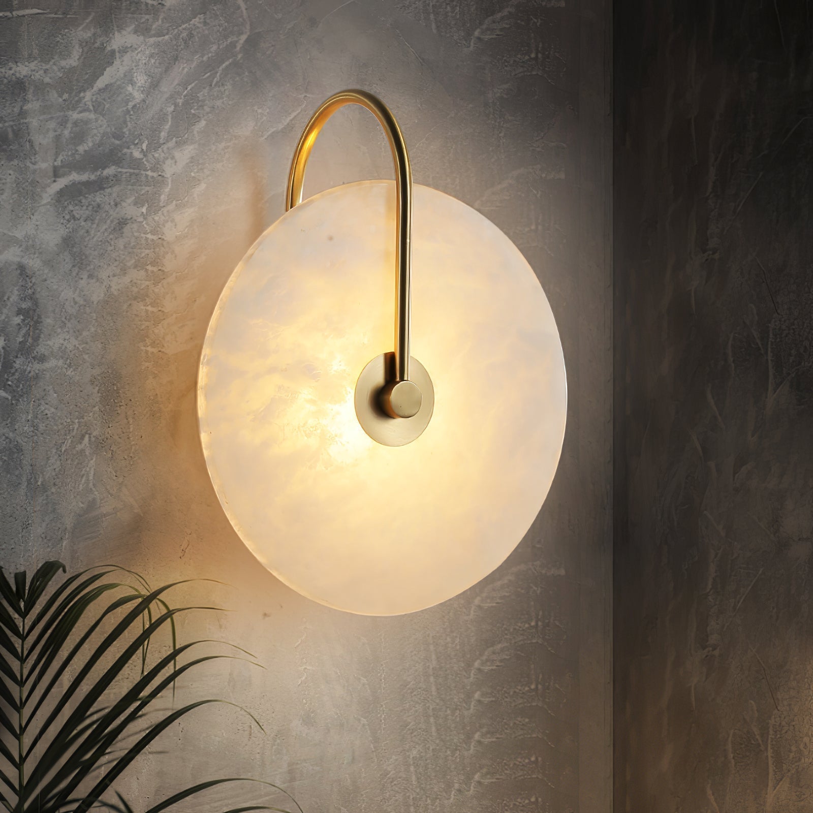 Kristy Alabaster LED Wall Lamp Round Iconic Circular - Lamp Copper