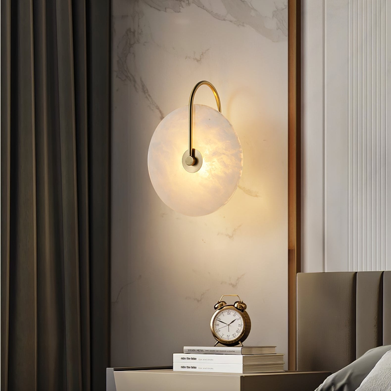 Kristy Alabaster LED Wall Lamp Round Iconic Circular - Lamp Copper