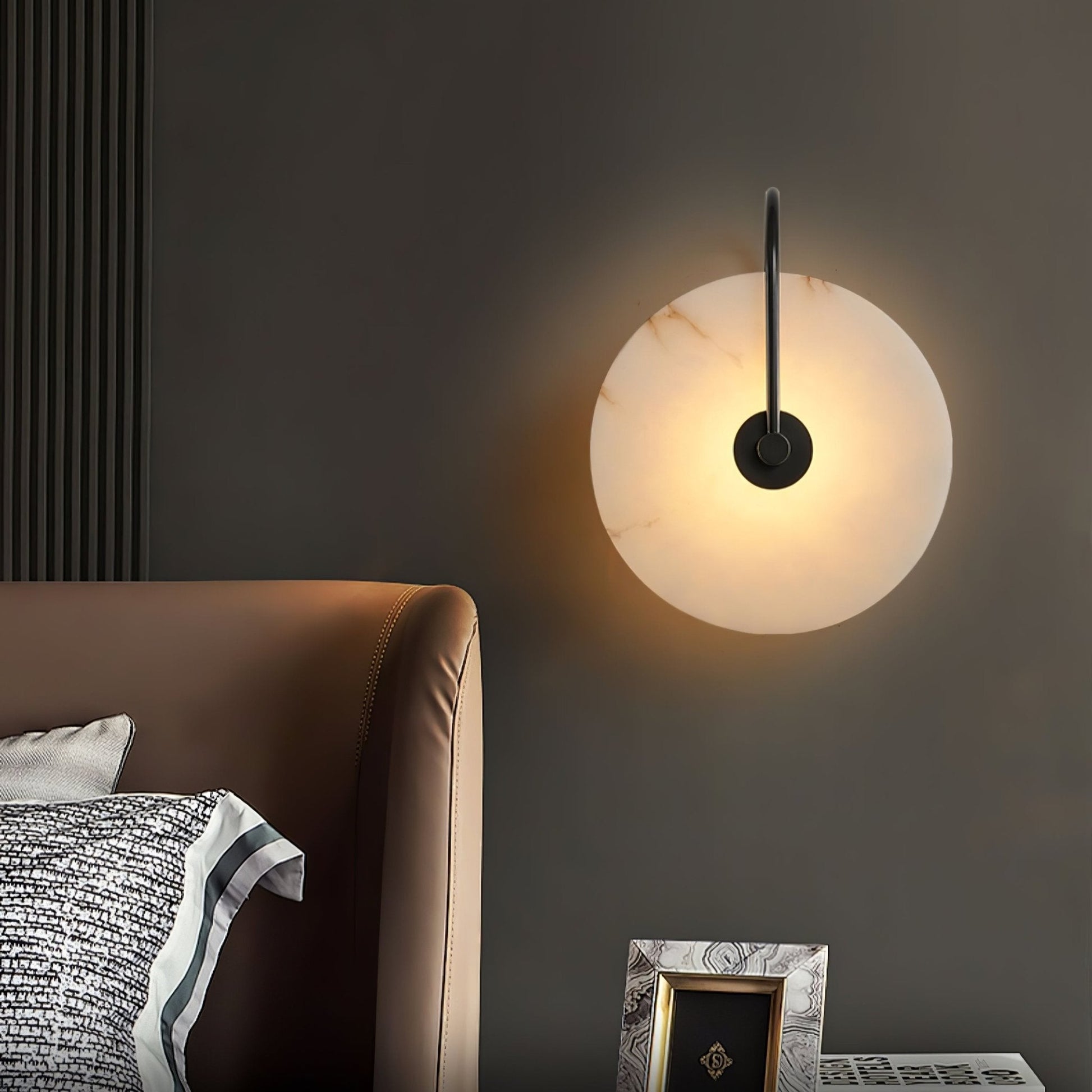 Kristy Alabaster LED Wall Lamp Round Iconic Circular - Lamp Copper