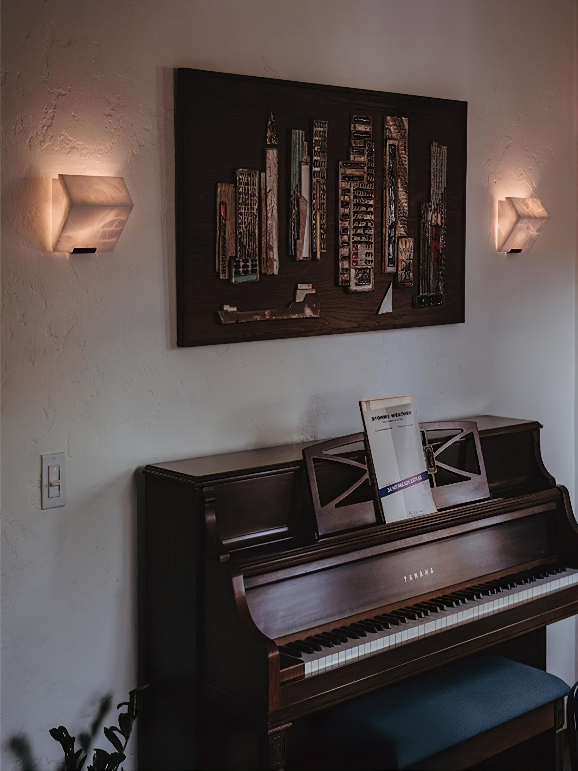 Alabaster Wall Lamp Staircase Sculptural Cubes - Lamp Copper