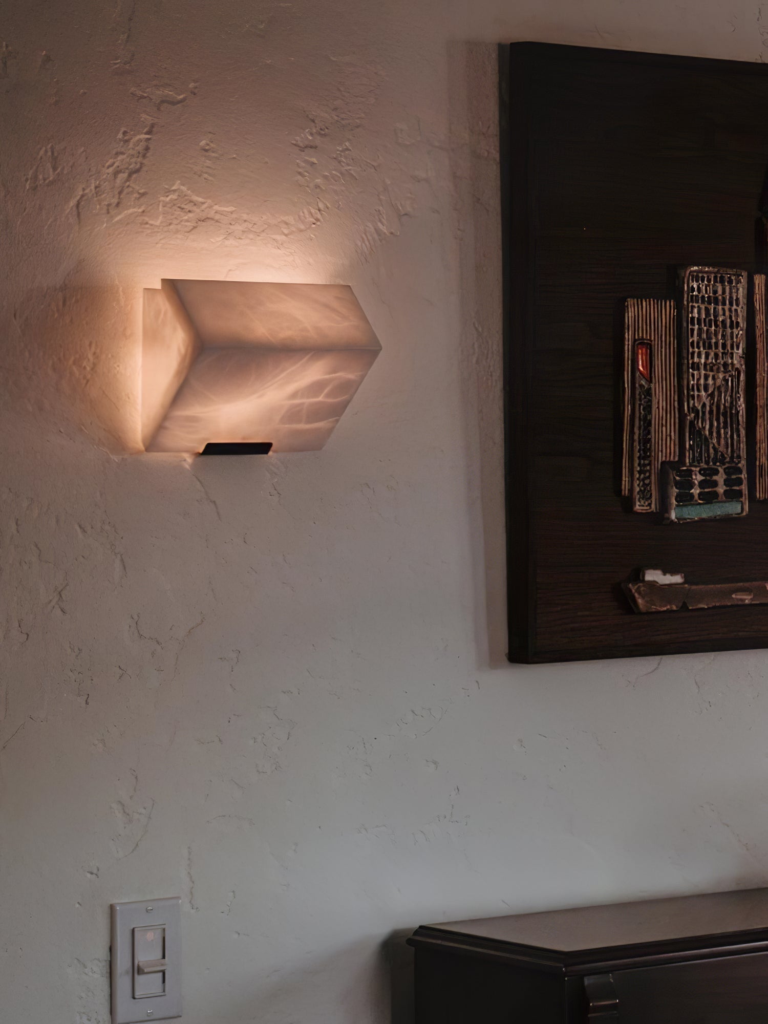 Alabaster Wall Lamp Staircase Sculptural Cubes - Lamp Copper