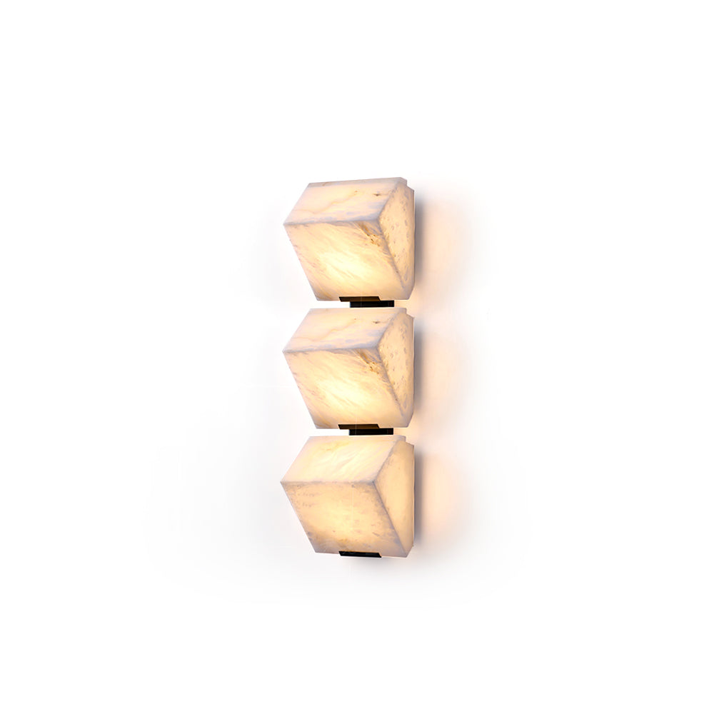 Alabaster Wall Lamp Staircase Sculptural Cubes - Lamp Copper