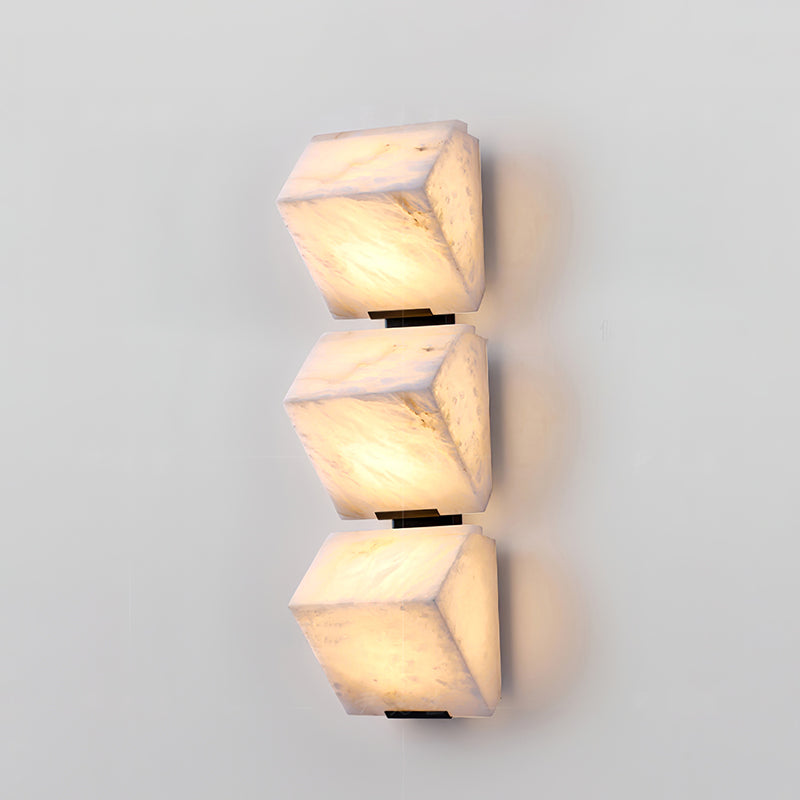 Alabaster Wall Lamp Staircase Sculptural Cubes - Lamp Copper