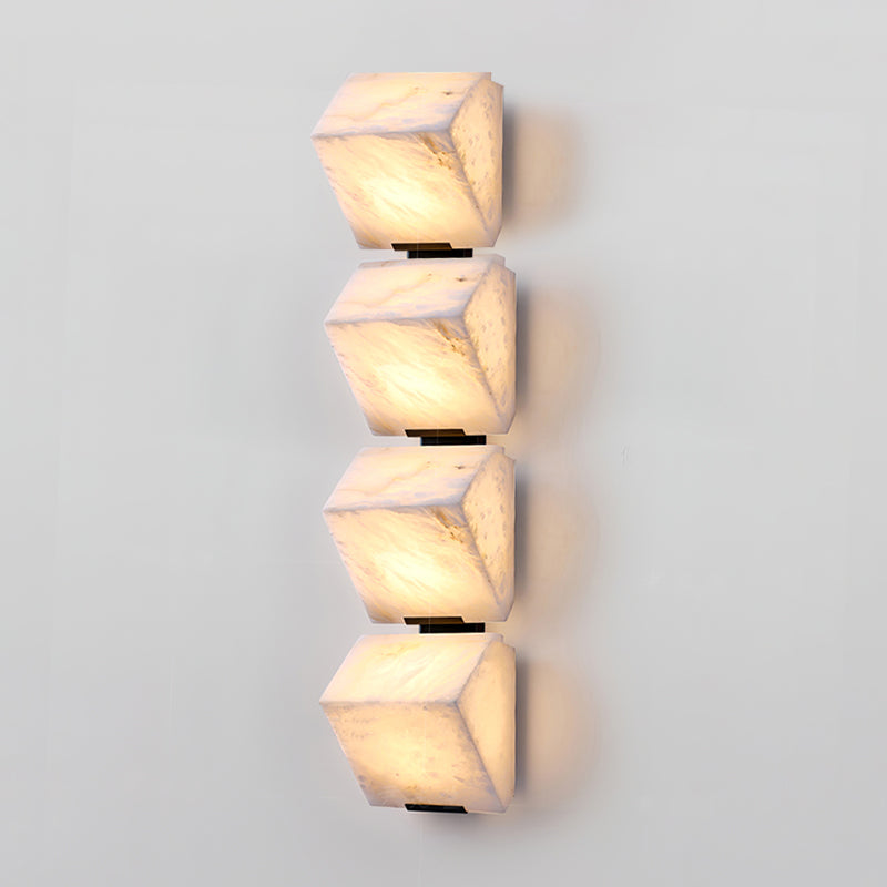 Alabaster Wall Lamp Staircase Sculptural Cubes - Lamp Copper