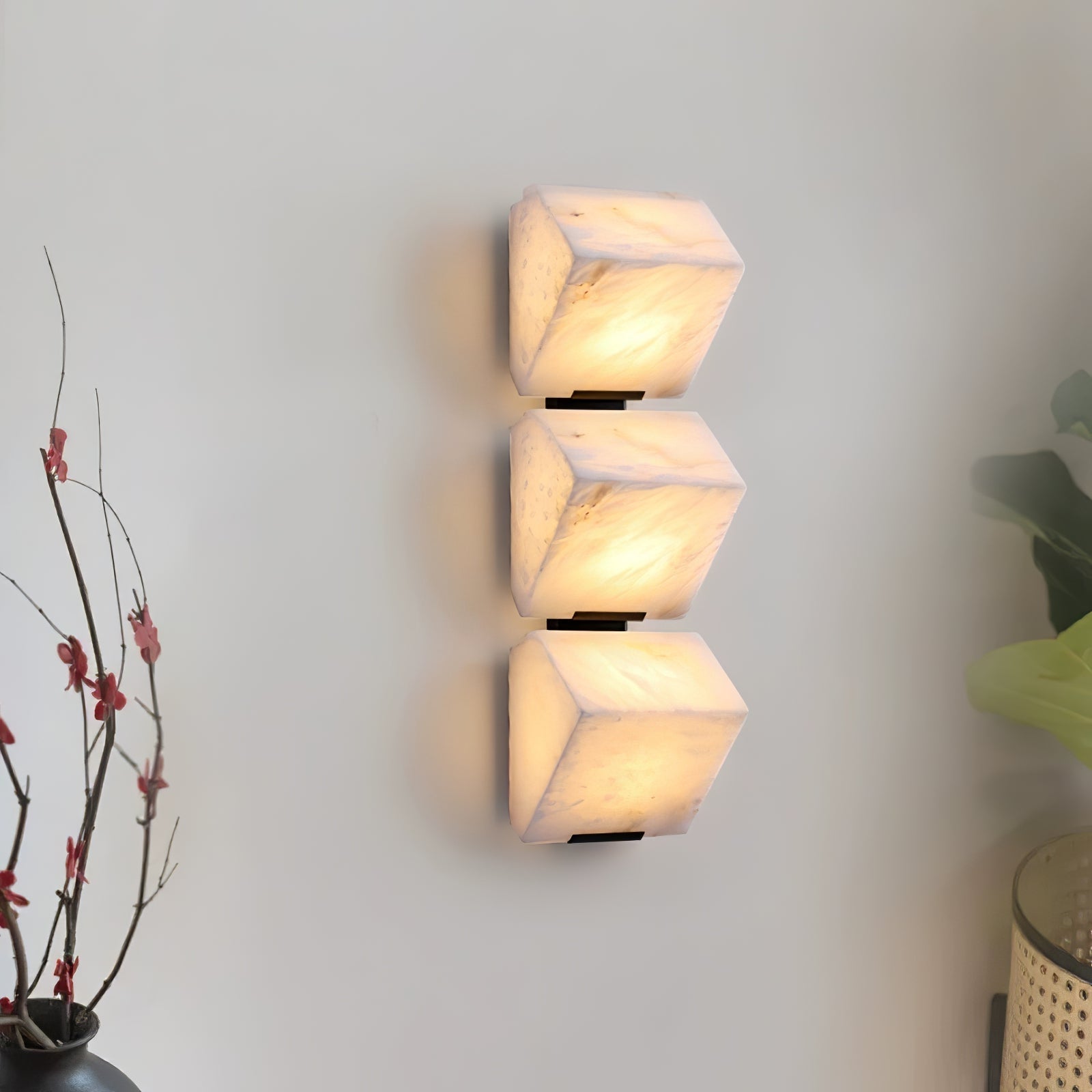 Alabaster Wall Lamp Staircase Sculptural Cubes - Lamp Copper