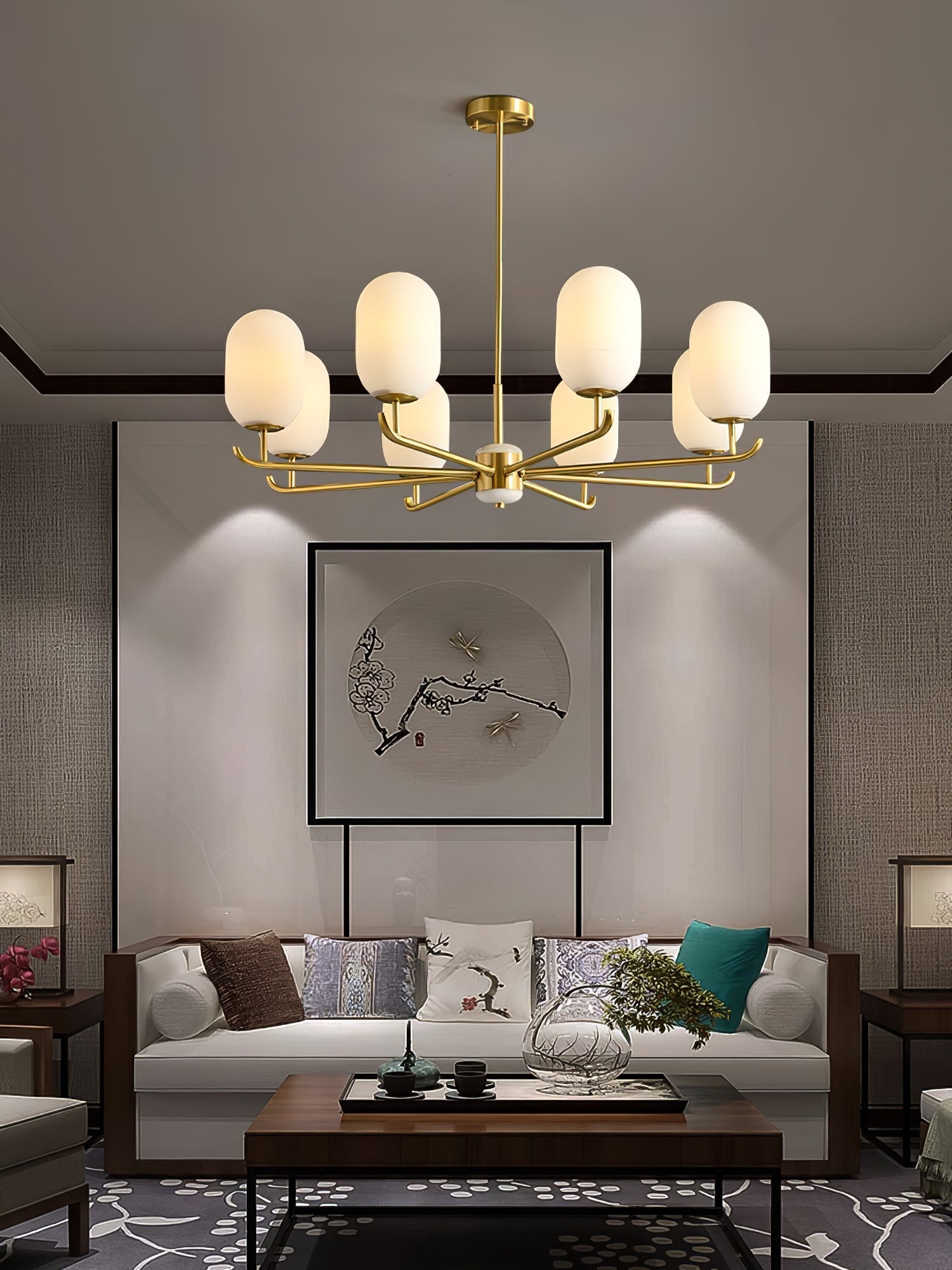 Sifuvyn Modern Geometric Glass Chandelier - Lamp Copper