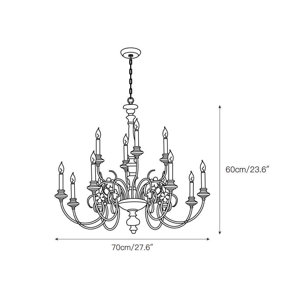 Waegnuvyn Traditional Candle Metal Chandelier - Lamp Copper