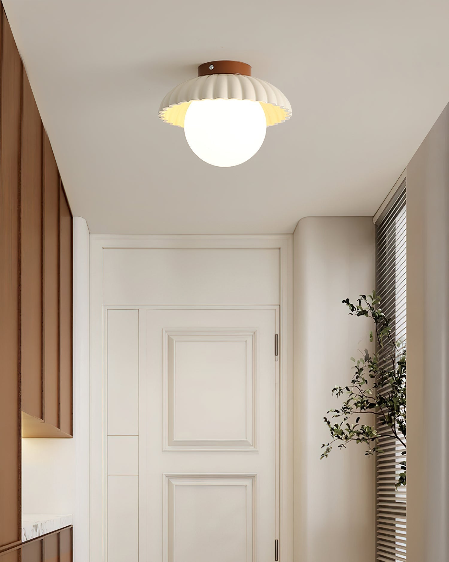 Scallop Glow Flush Mount Ceiling Light - Lamp Copper