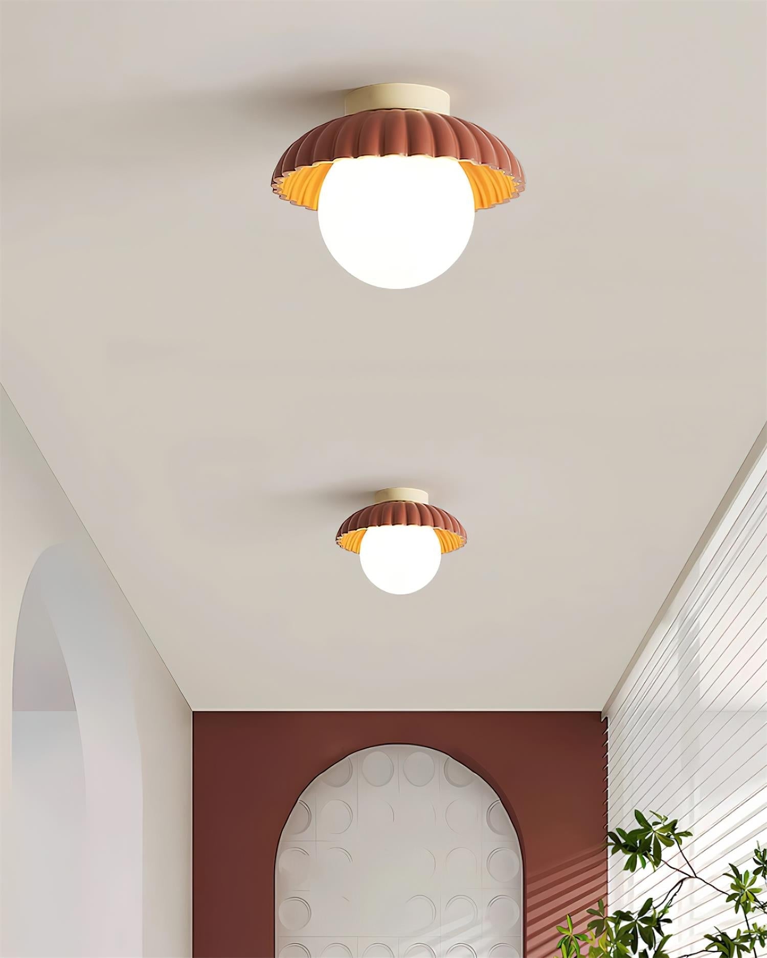 Scallop Glow Flush Mount Ceiling Light - Lamp Copper