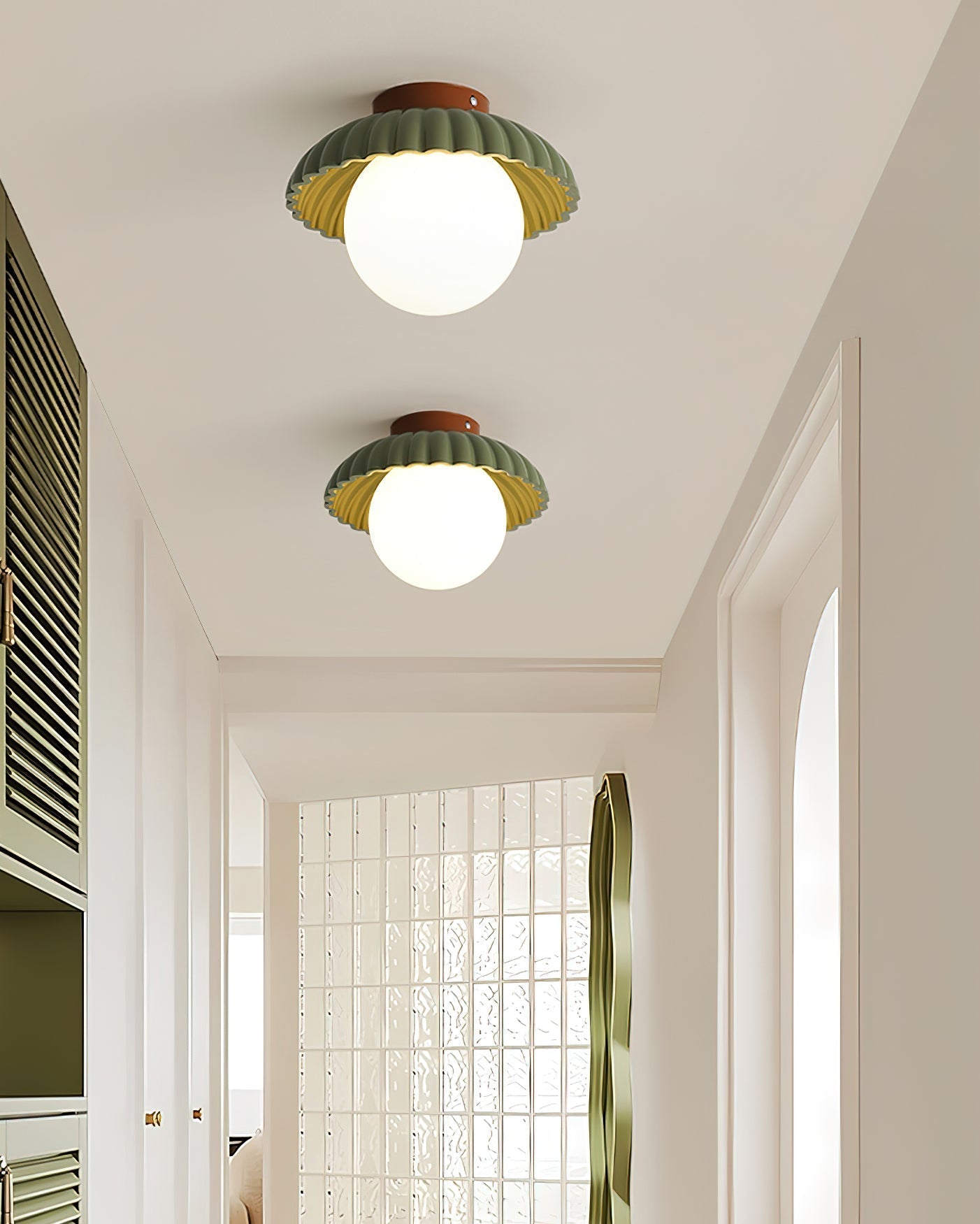 Scallop Glow Flush Mount Ceiling Light - Lamp Copper
