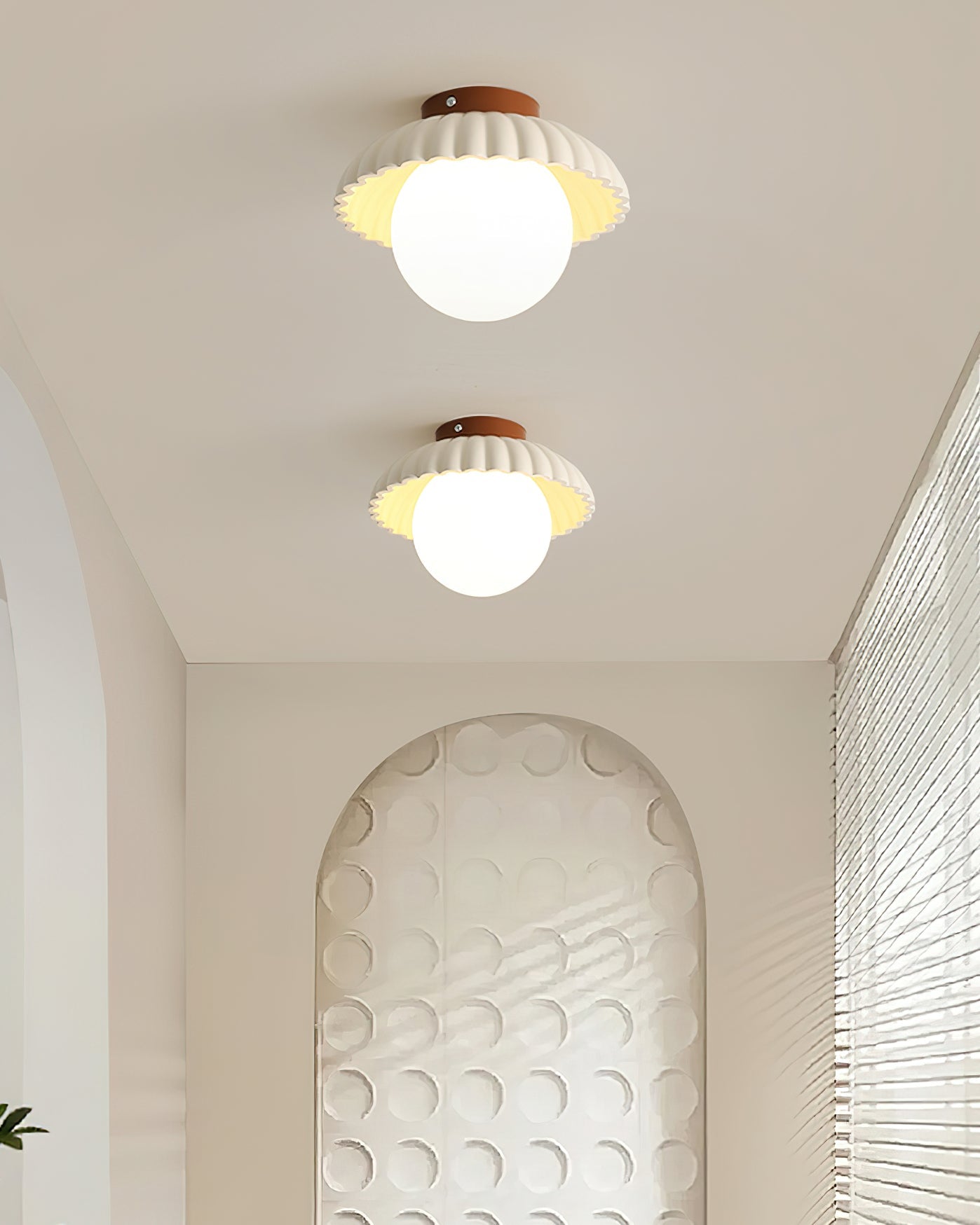 Scallop Glow Flush Mount Ceiling Light - Lamp Copper