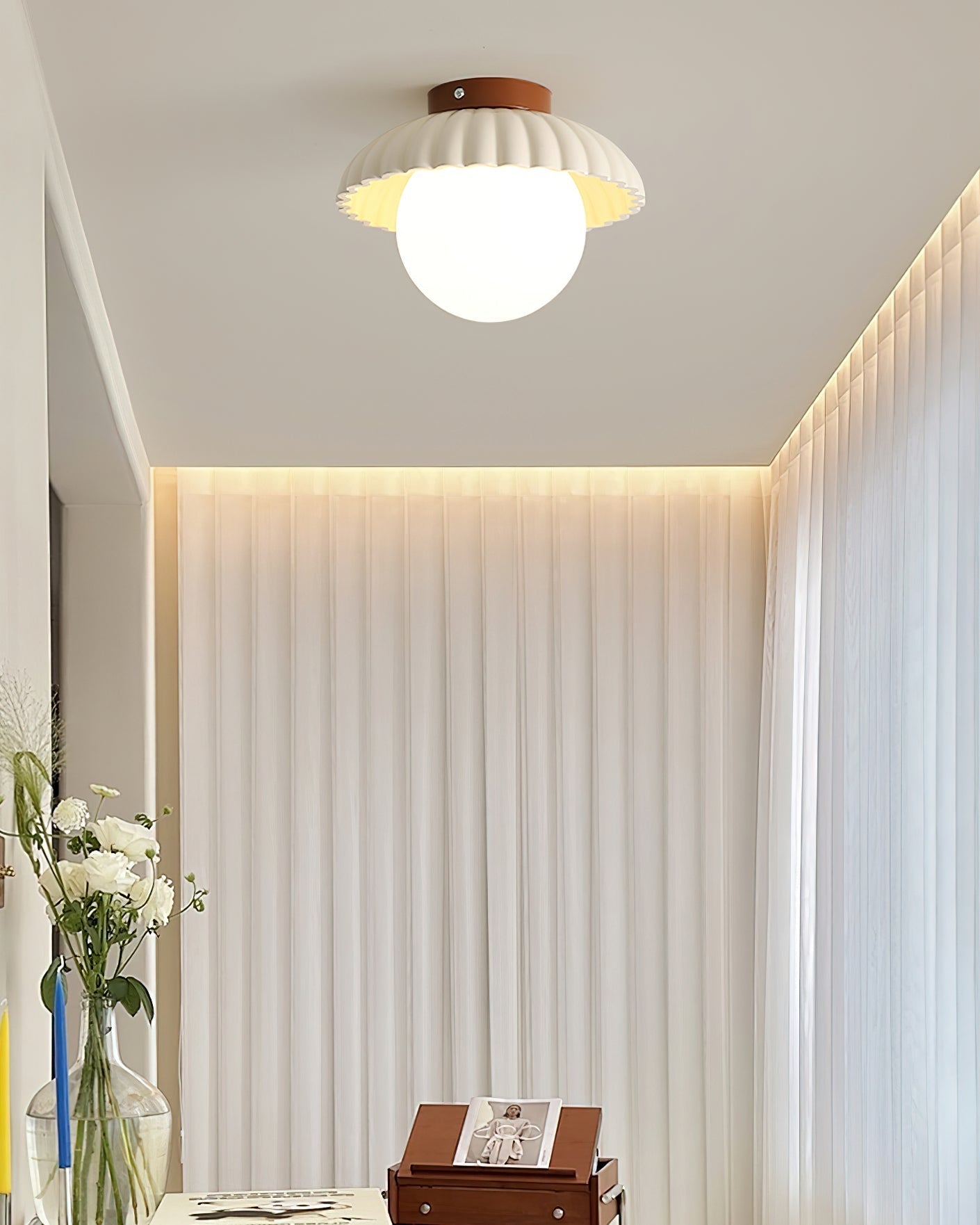 Scallop Glow Flush Mount Ceiling Light - Lamp Copper