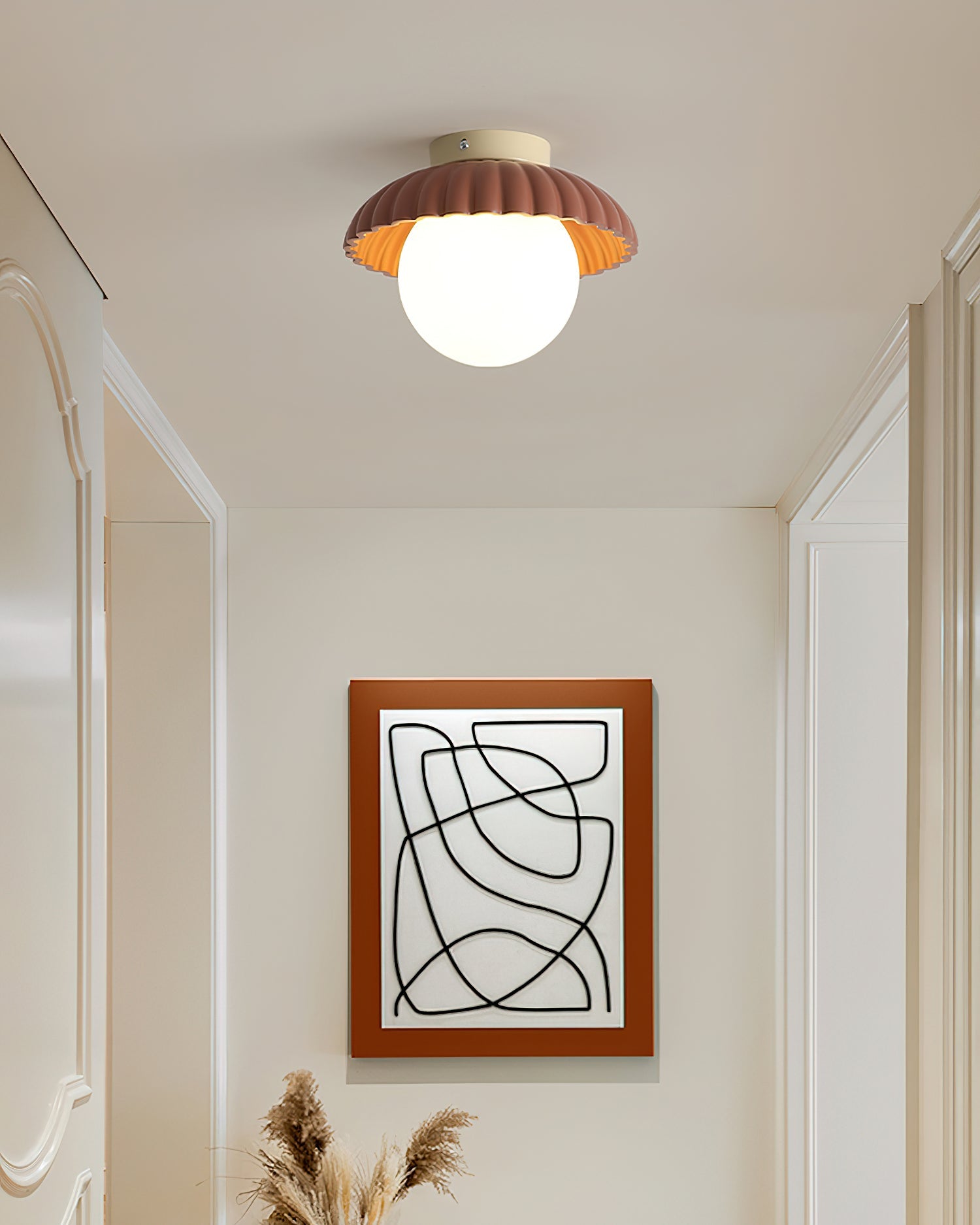 Scallop Glow Flush Mount Ceiling Light - Lamp Copper