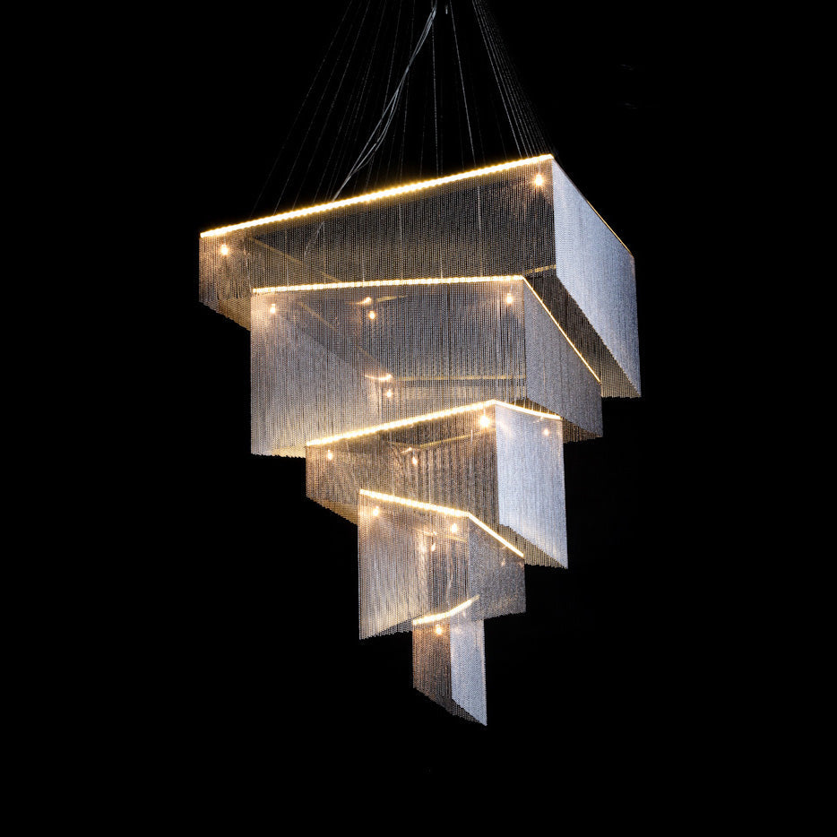 Caeluvyn Postmodern Chain Tassel Metal Chandelier - Lamp Copper