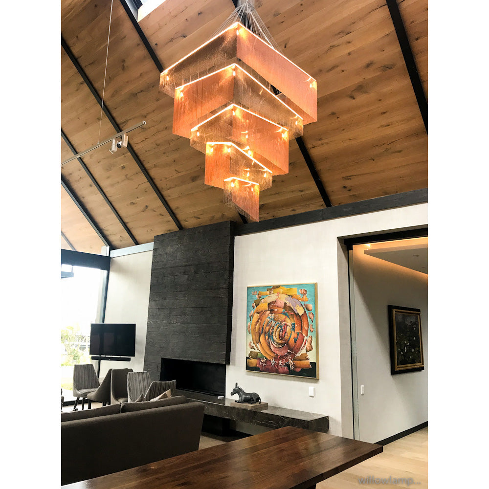 Caeluvyn Postmodern Chain Tassel Metal Chandelier - Lamp Copper