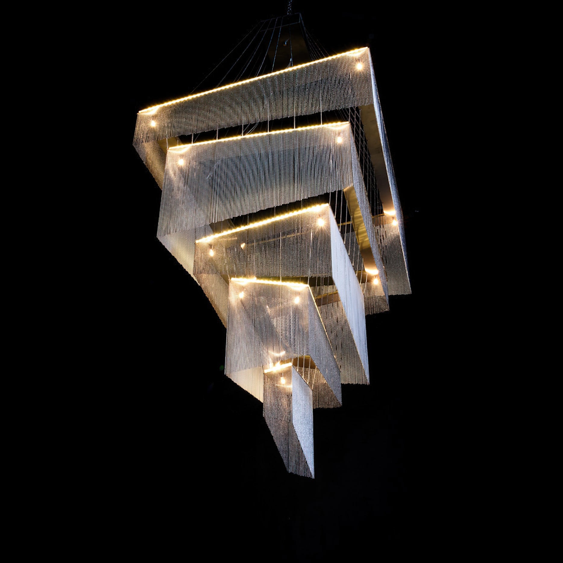 Caeluvyn Postmodern Chain Tassel Metal Chandelier - Lamp Copper