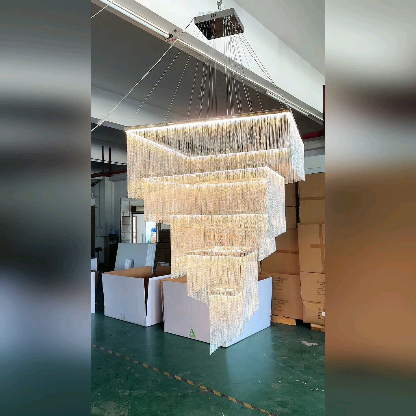 Caeluvyn Postmodern Chain Tassel Metal Chandelier - Lamp Copper