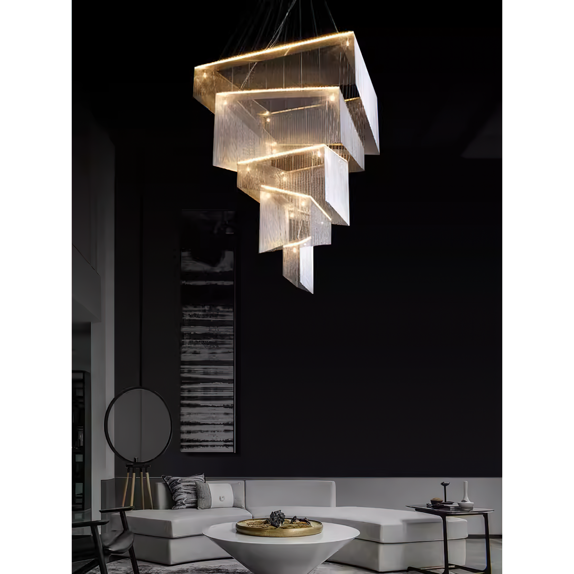 Caeluvyn Postmodern Chain Tassel Metal Chandelier - Lamp Copper