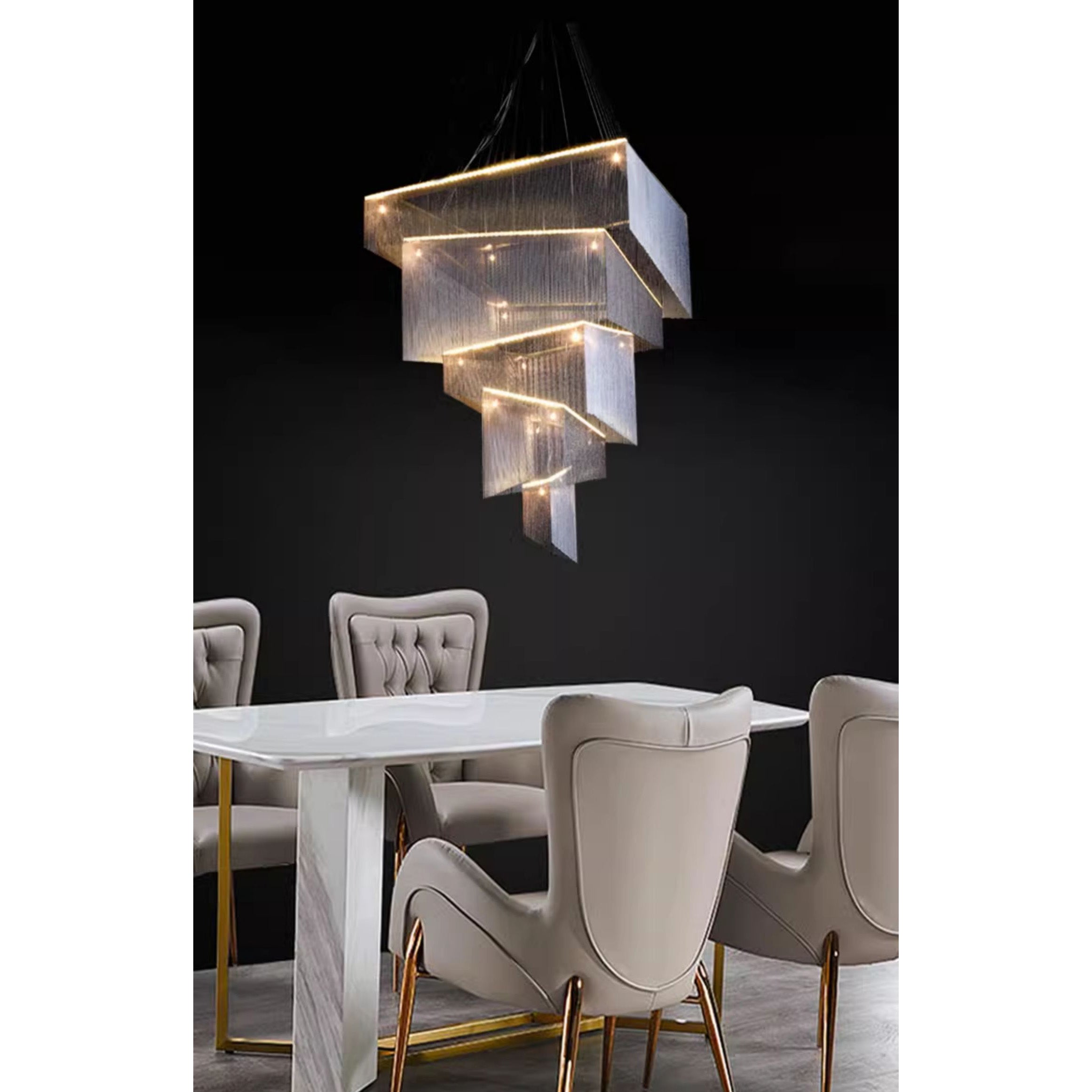 Caeluvyn Postmodern Chain Tassel Metal Chandelier - Lamp Copper
