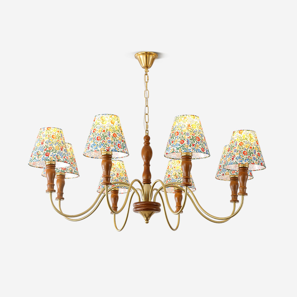 Cassian Chandelier Flower Fabric - Lamp Copper
