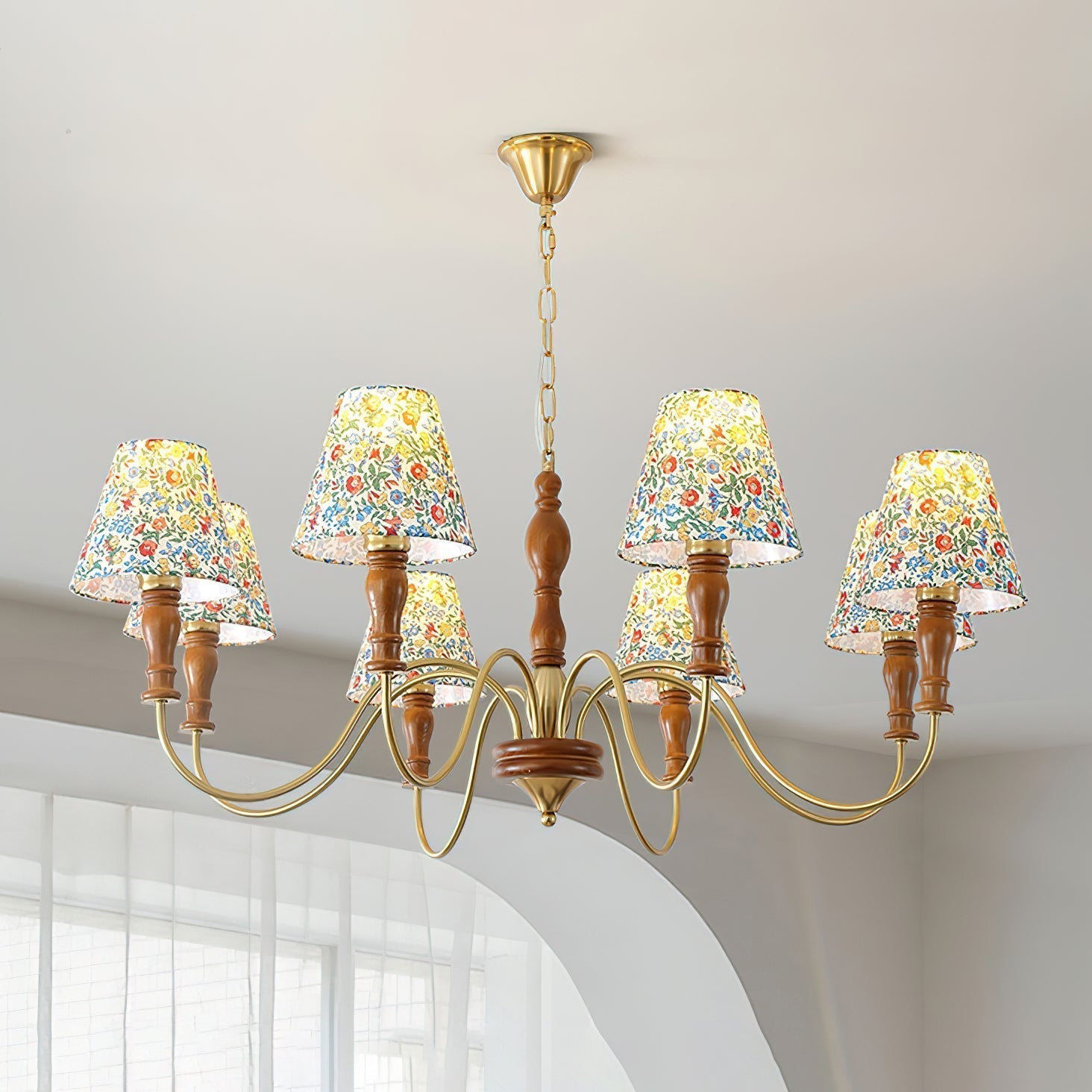 Cassian Chandelier Flower Fabric - Lamp Copper