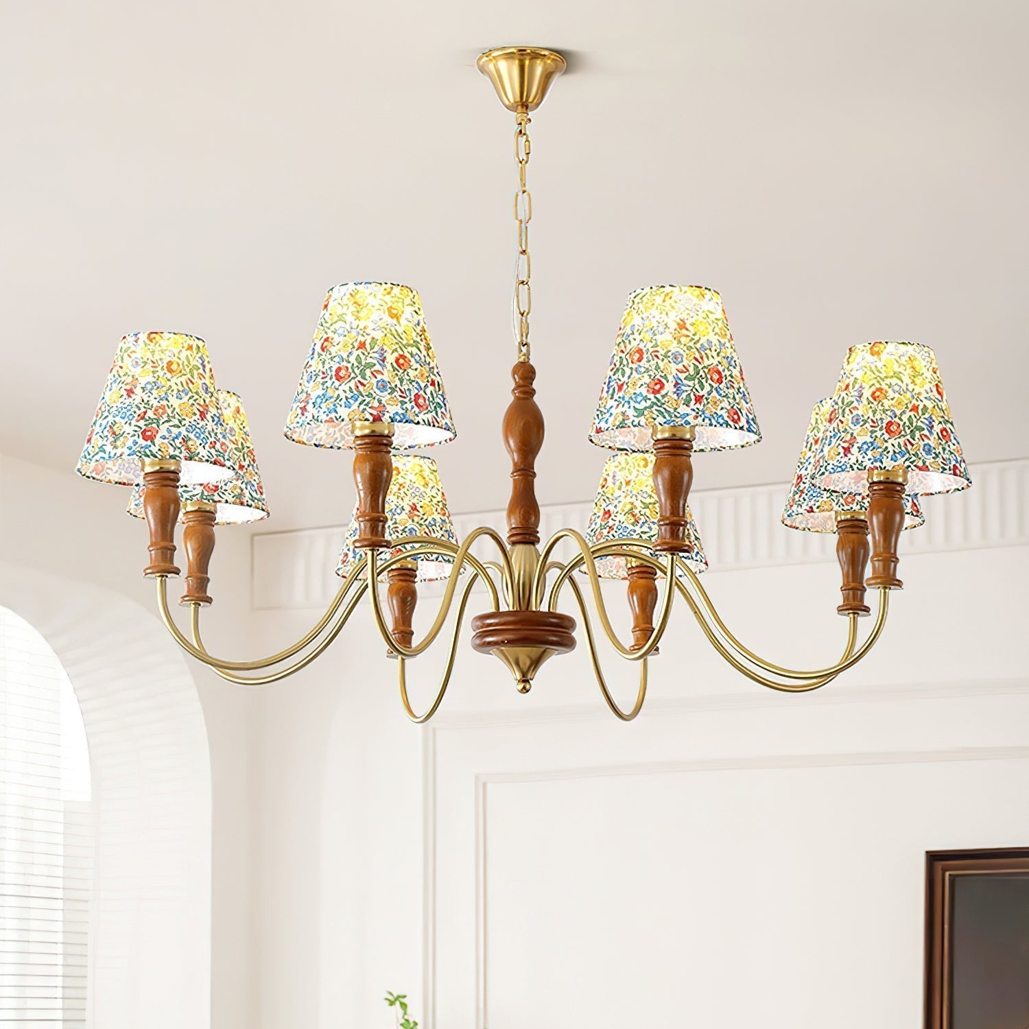 Cassian Chandelier Flower Fabric - Lamp Copper