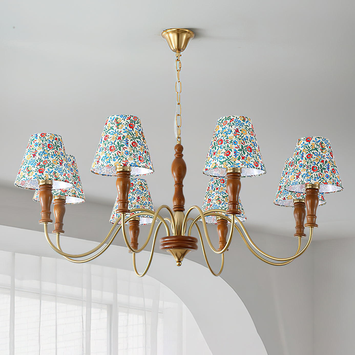 Cassian Chandelier Flower Fabric - Lamp Copper