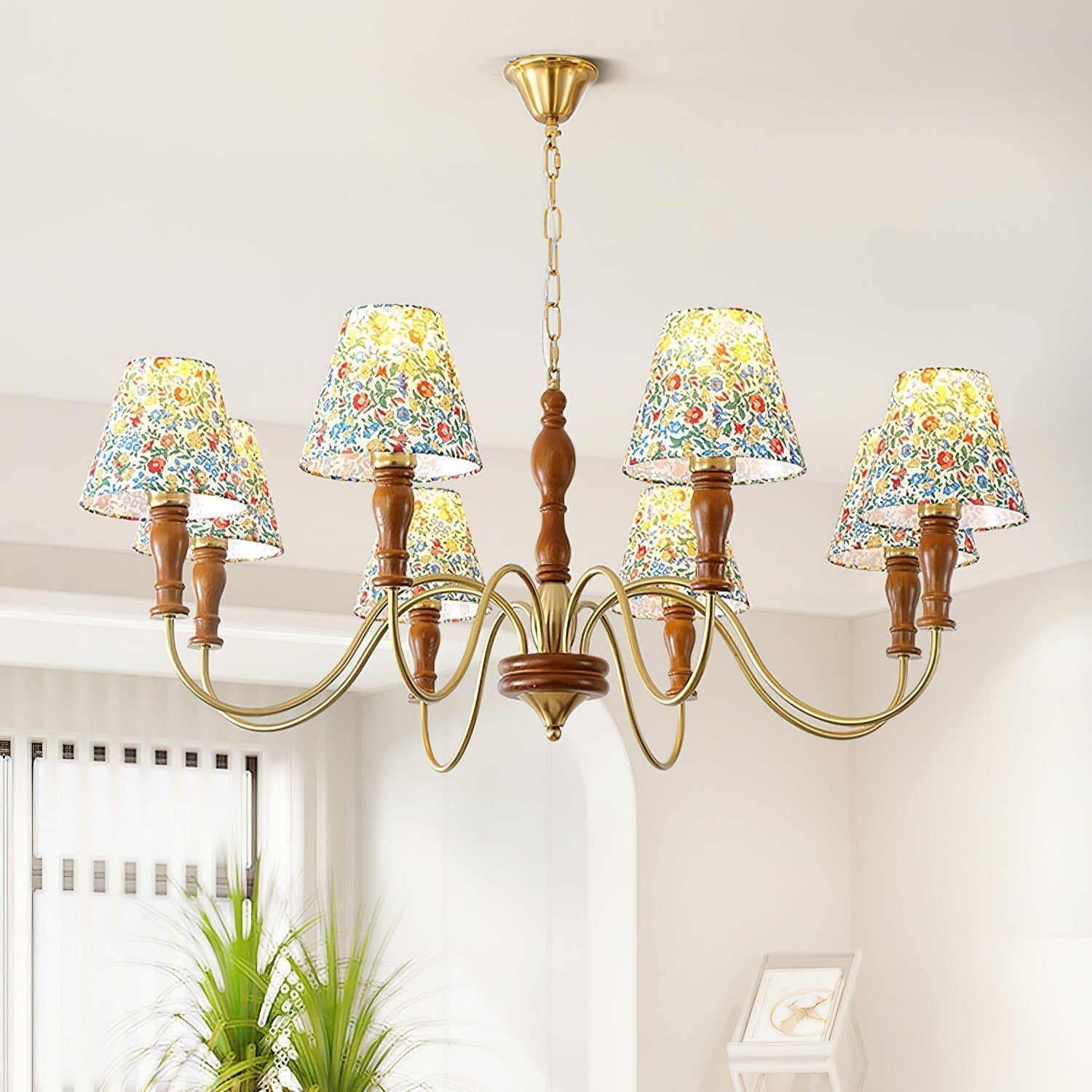 Cassian Chandelier Flower Fabric - Lamp Copper