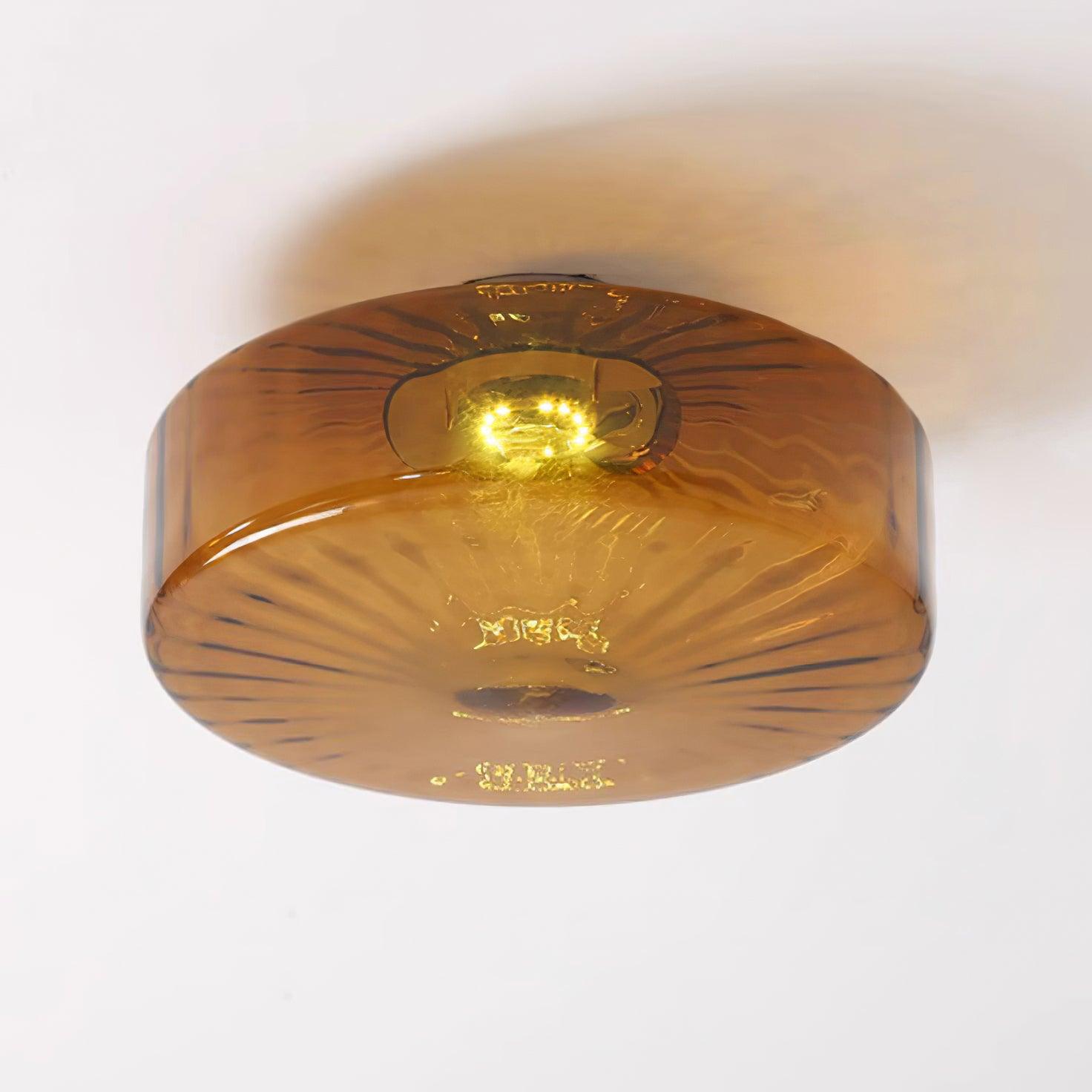 June Amber Glass Ceiling Light - Lamp Copper