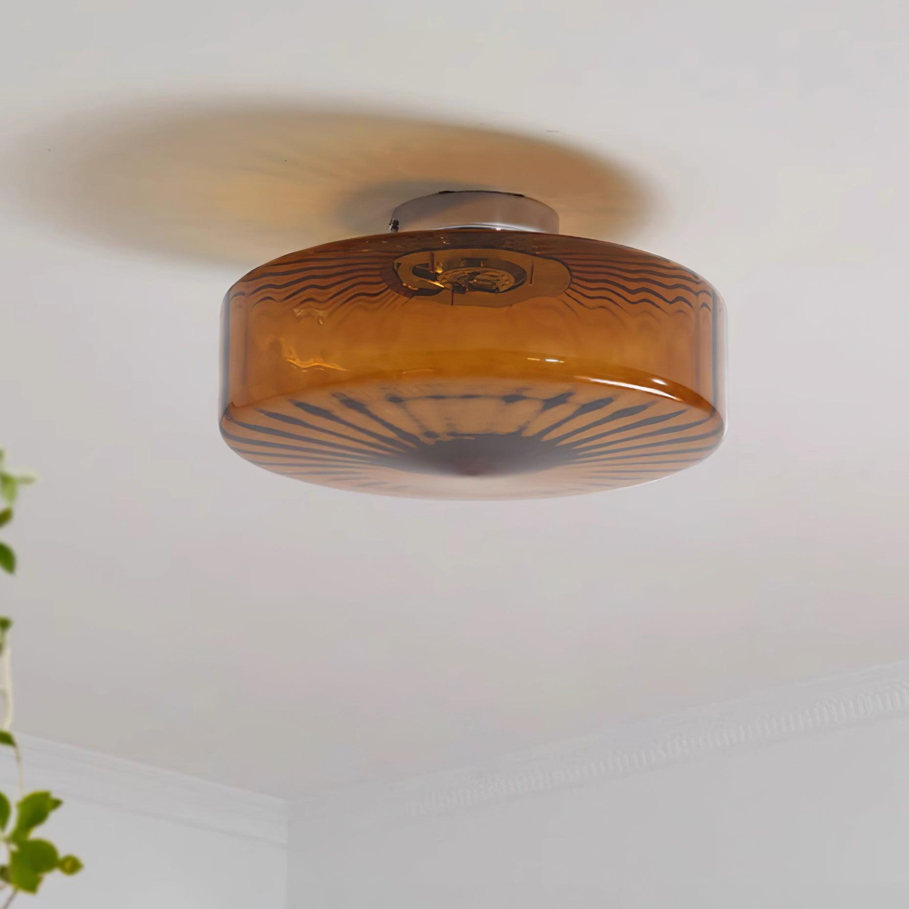 June Amber Glass Ceiling Light - Lamp Copper