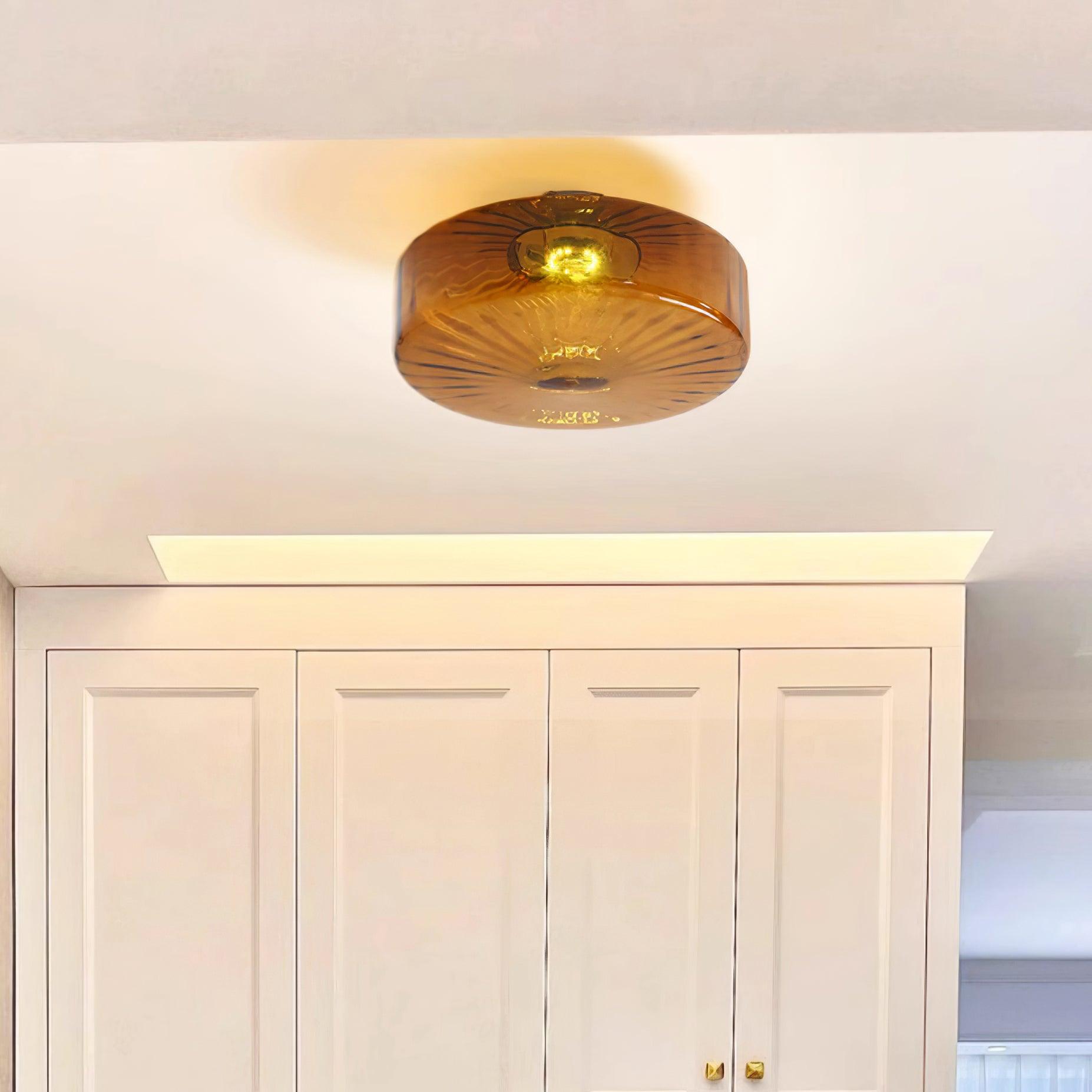 June Amber Glass Ceiling Light - Lamp Copper