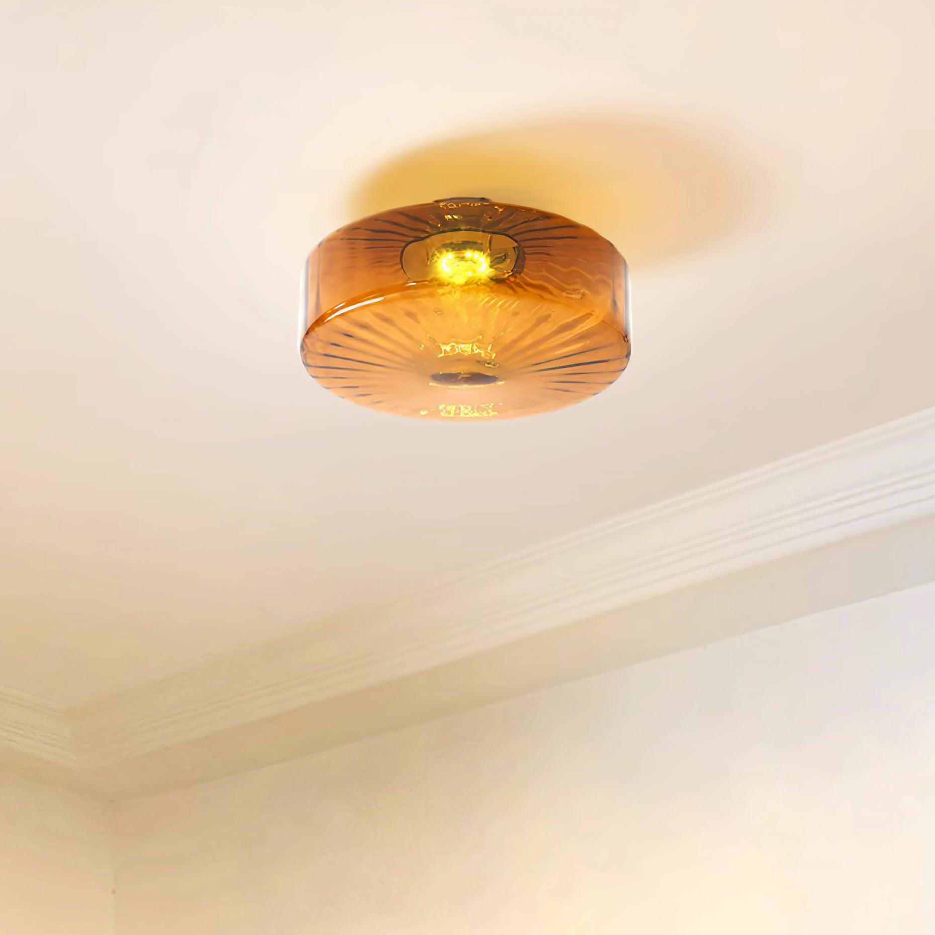 June Amber Glass Ceiling Light - Lamp Copper