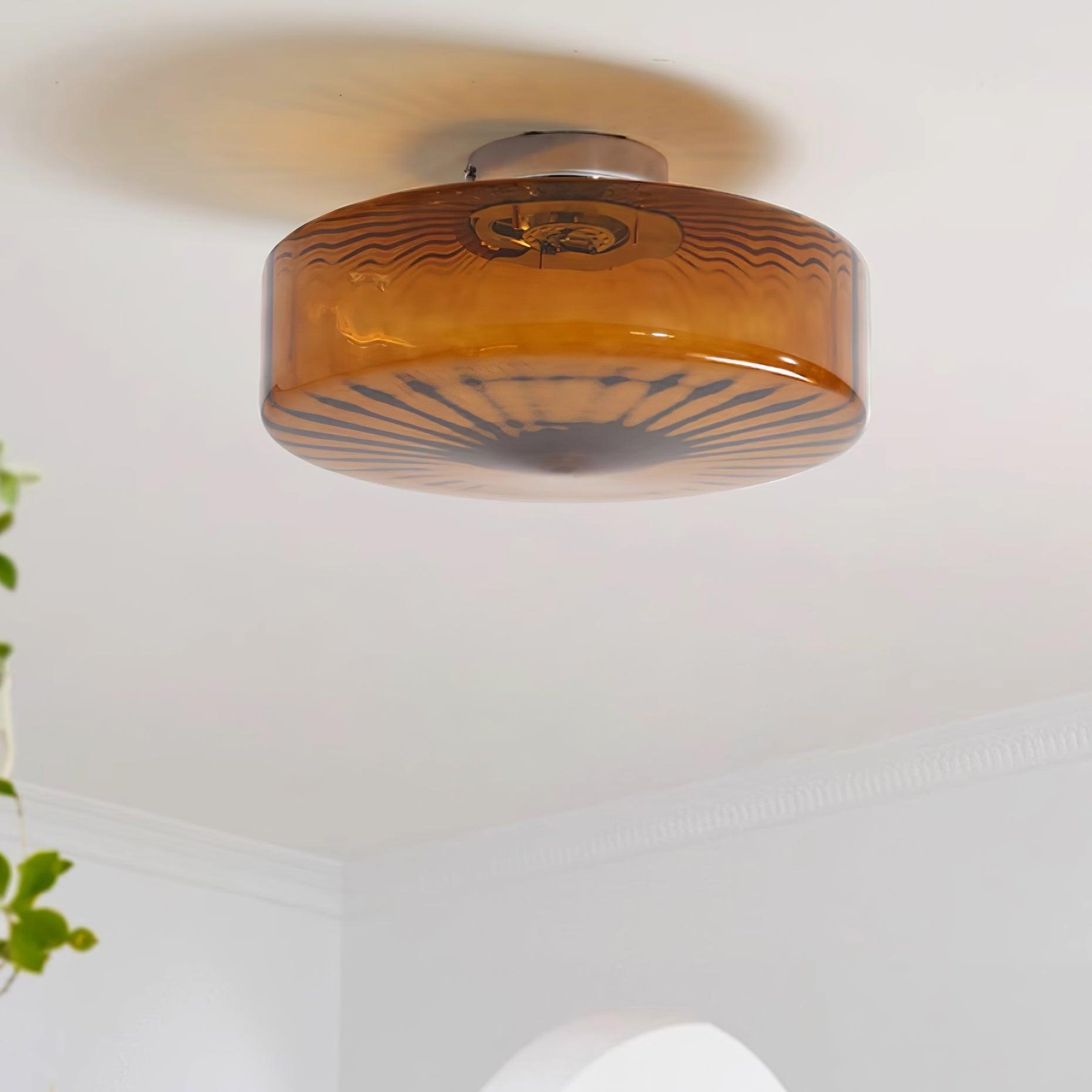 June Amber Glass Ceiling Light - Lamp Copper