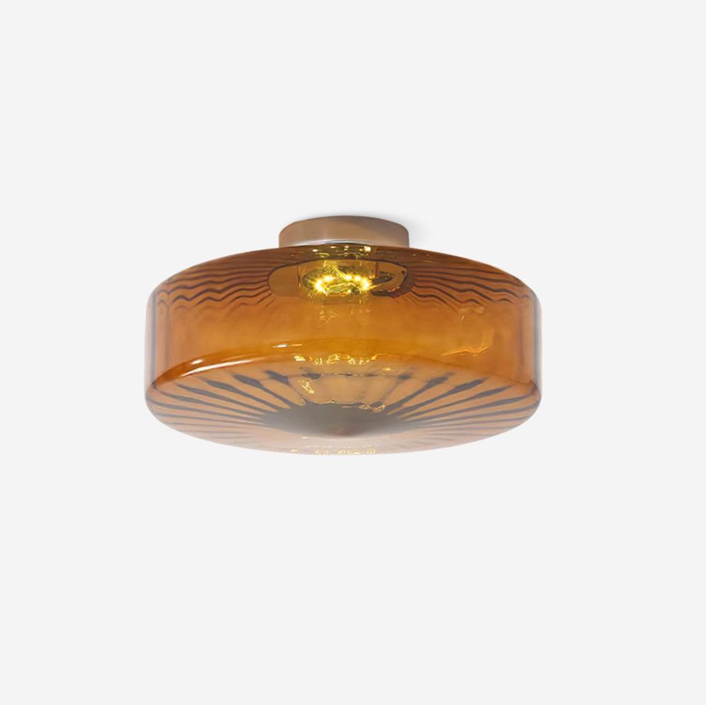 June Amber Glass Ceiling Light - Lamp Copper