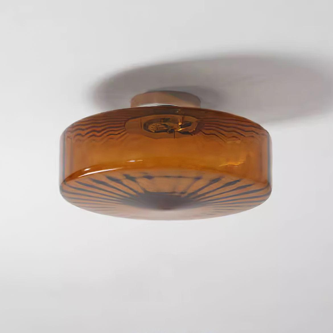 June Amber Glass Ceiling Light - Lamp Copper