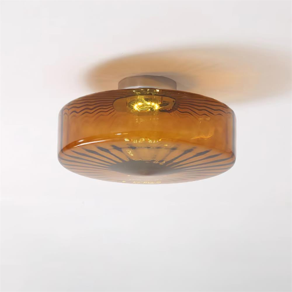 June Amber Glass Ceiling Light - Lamp Copper