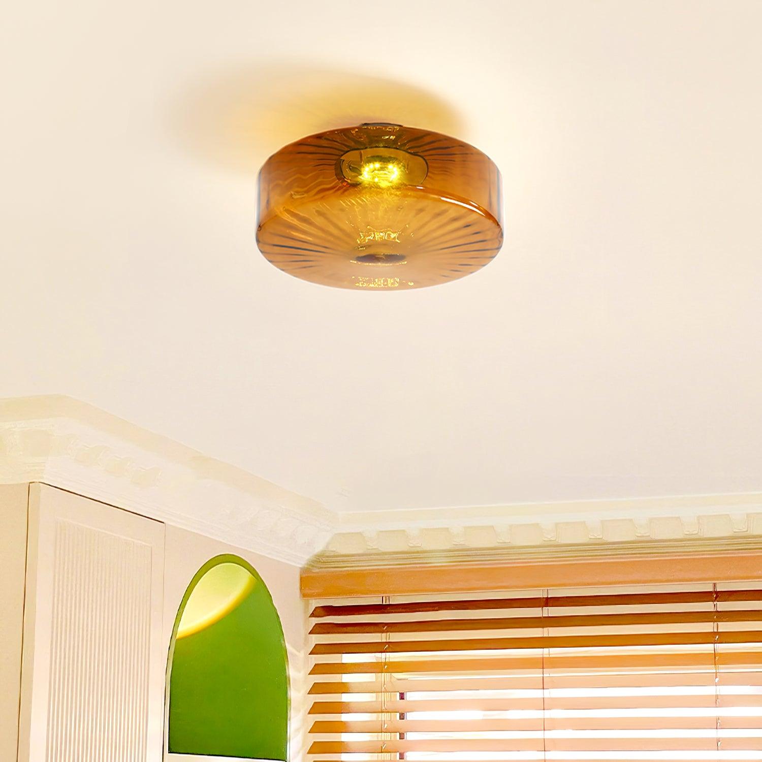 June Amber Glass Ceiling Light - Lamp Copper
