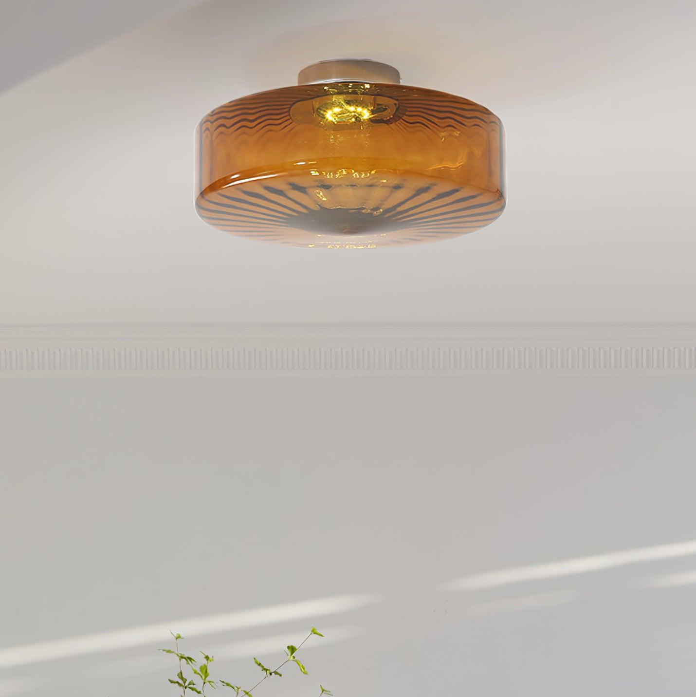 June Amber Glass Ceiling Light - Lamp Copper