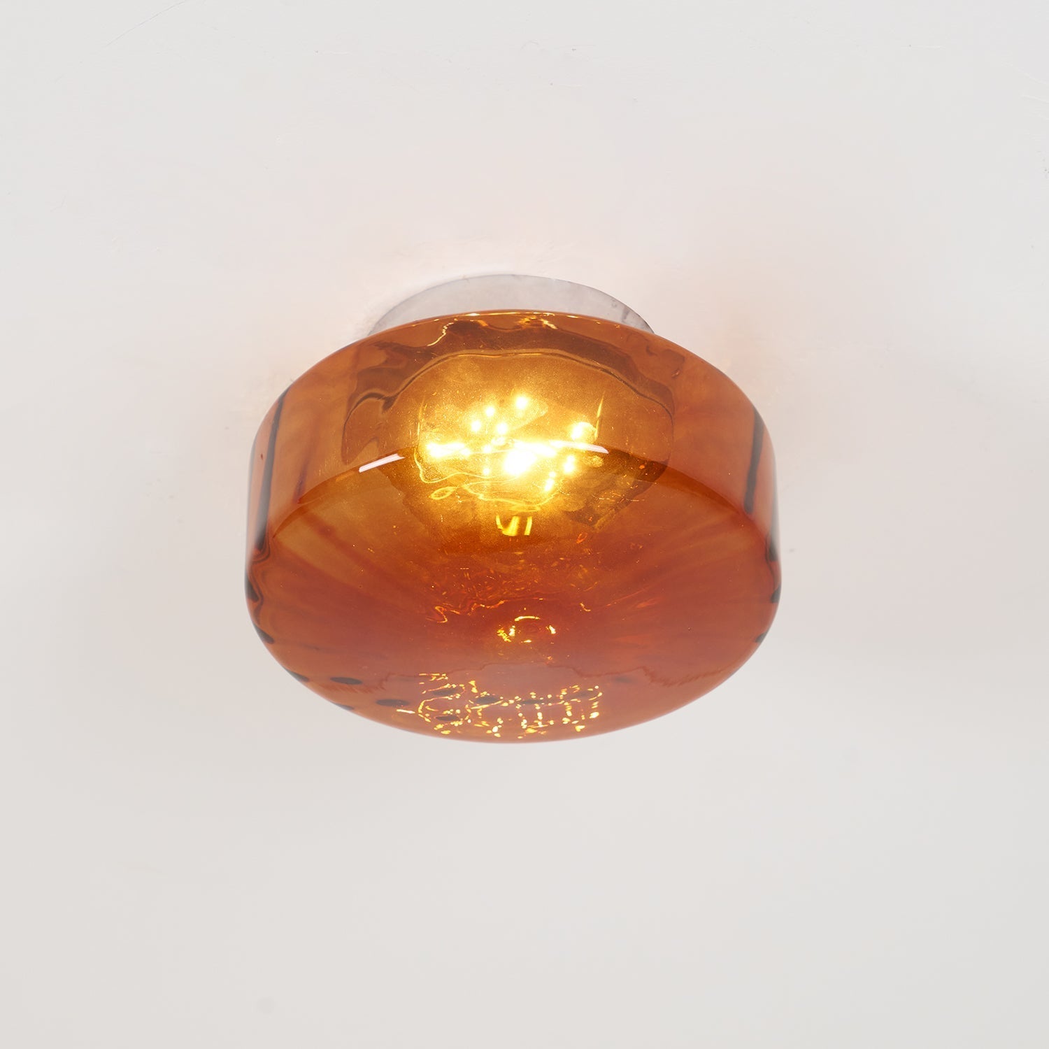 June Amber Glass Ceiling Light - Lamp Copper