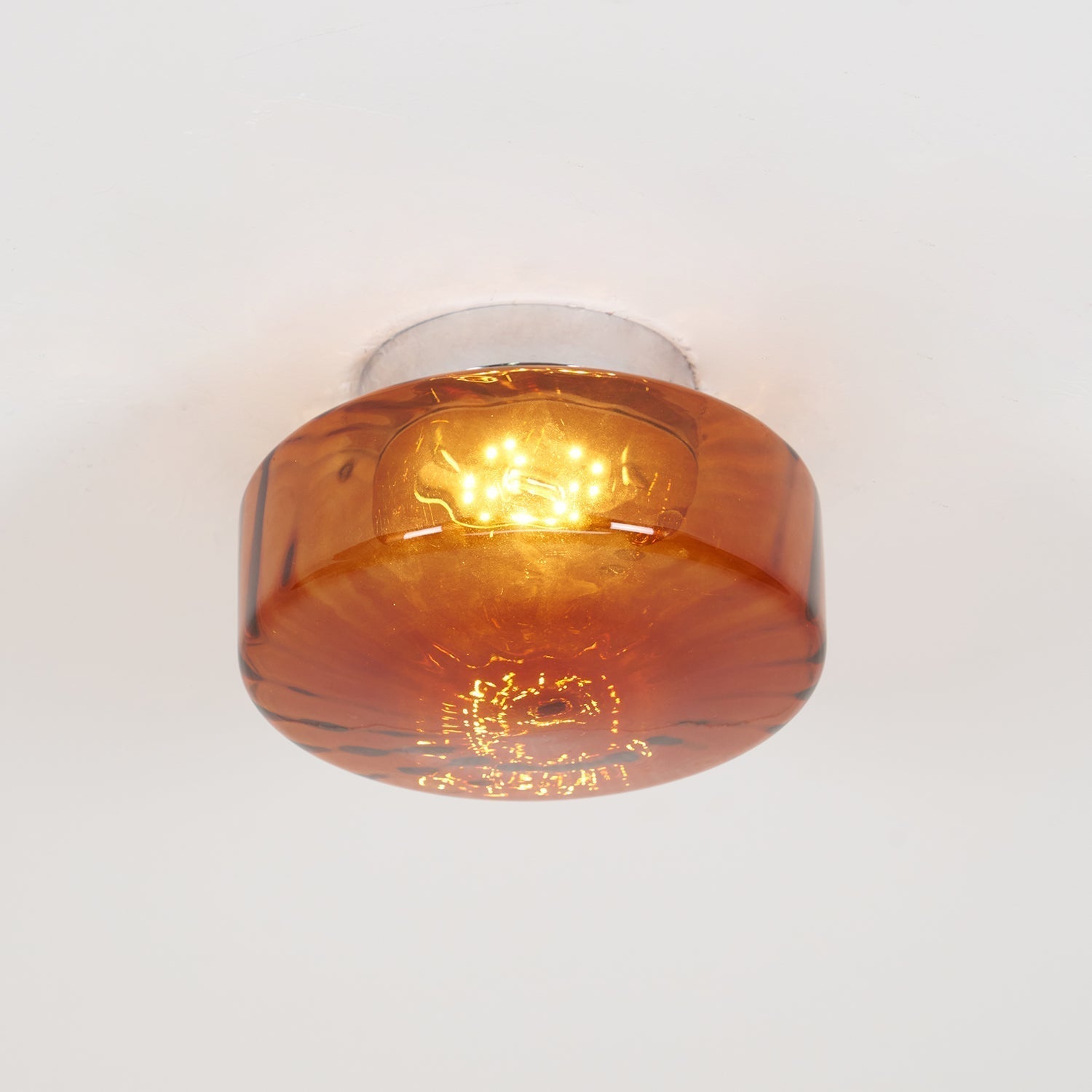June Amber Glass Ceiling Light - Lamp Copper