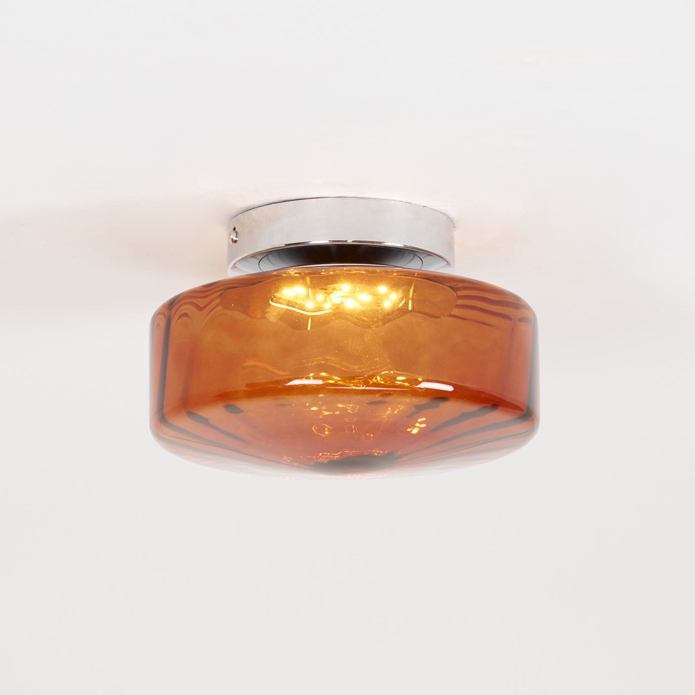 June Amber Glass Ceiling Light - Lamp Copper
