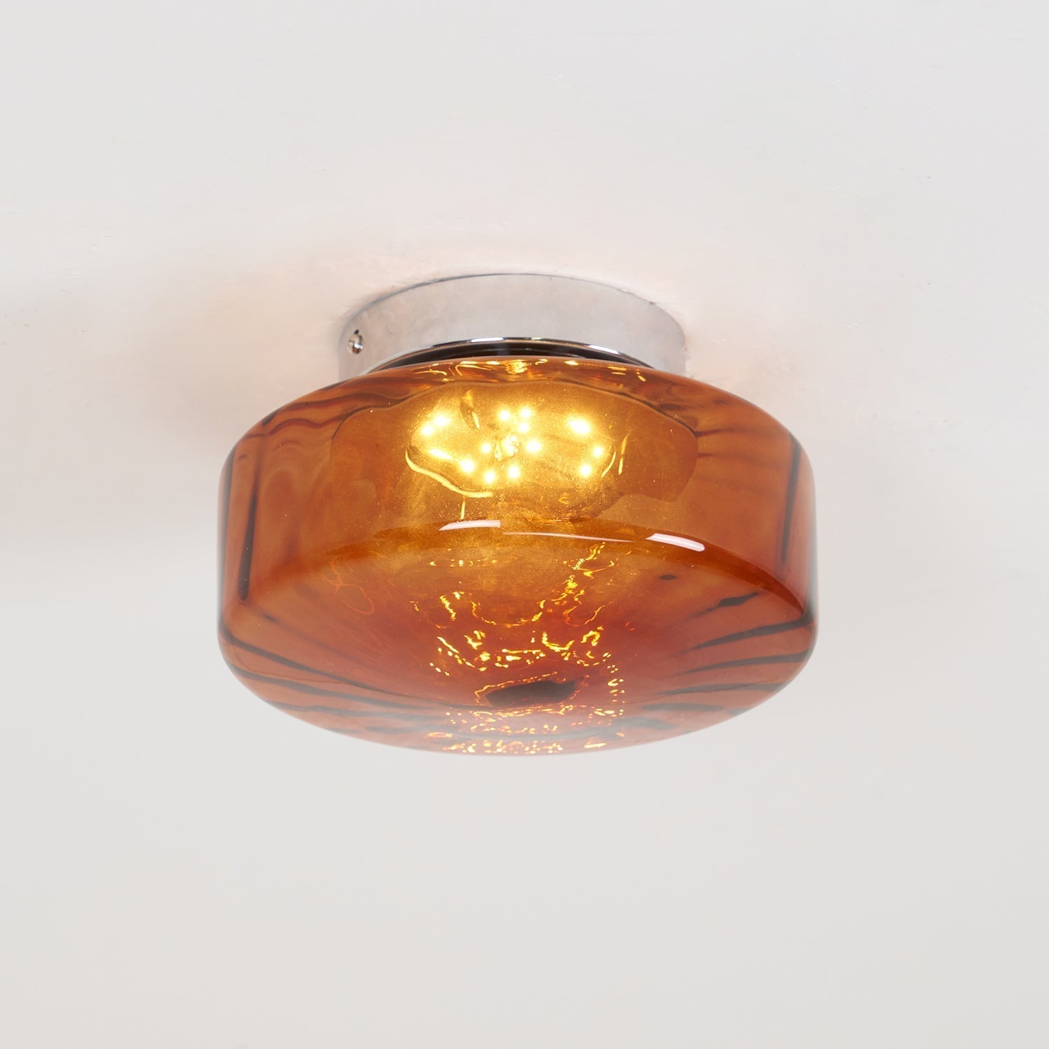 June Amber Glass Ceiling Light - Lamp Copper