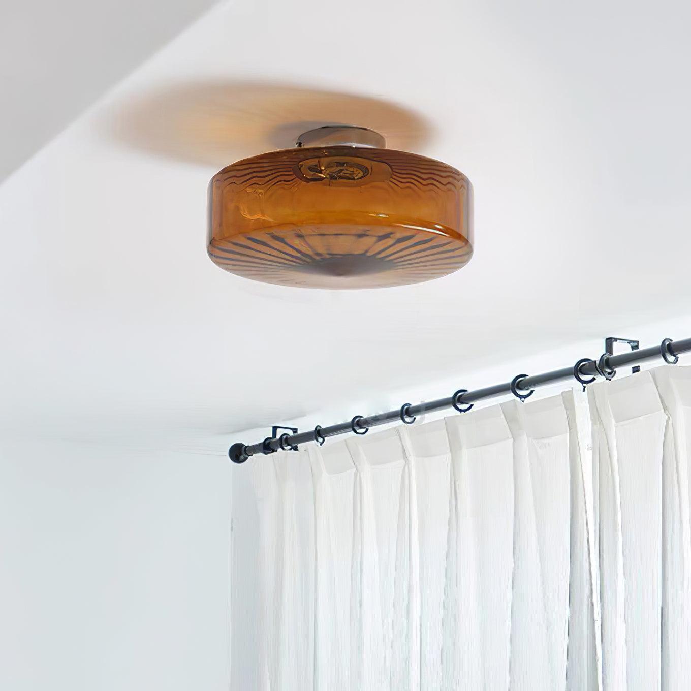 June Amber Glass Ceiling Light - Lamp Copper
