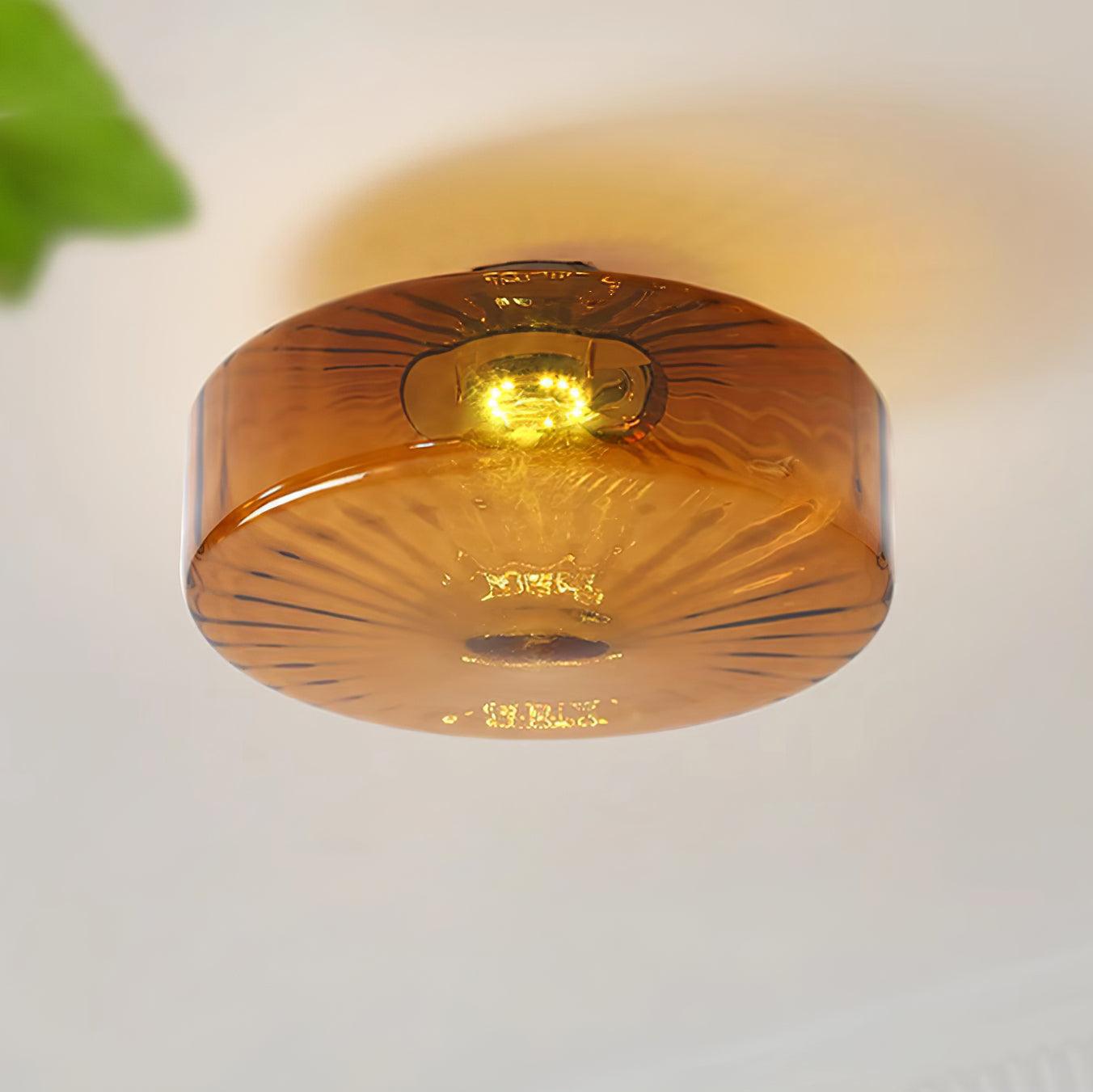 June Amber Glass Ceiling Light - Lamp Copper