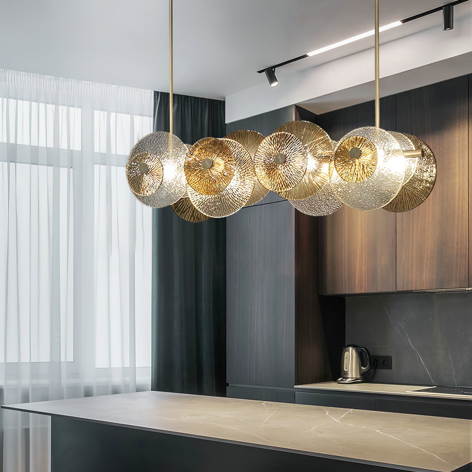 Himinuvyn Nordic Modern Metal Crystal Chandelier - Lamp Copper