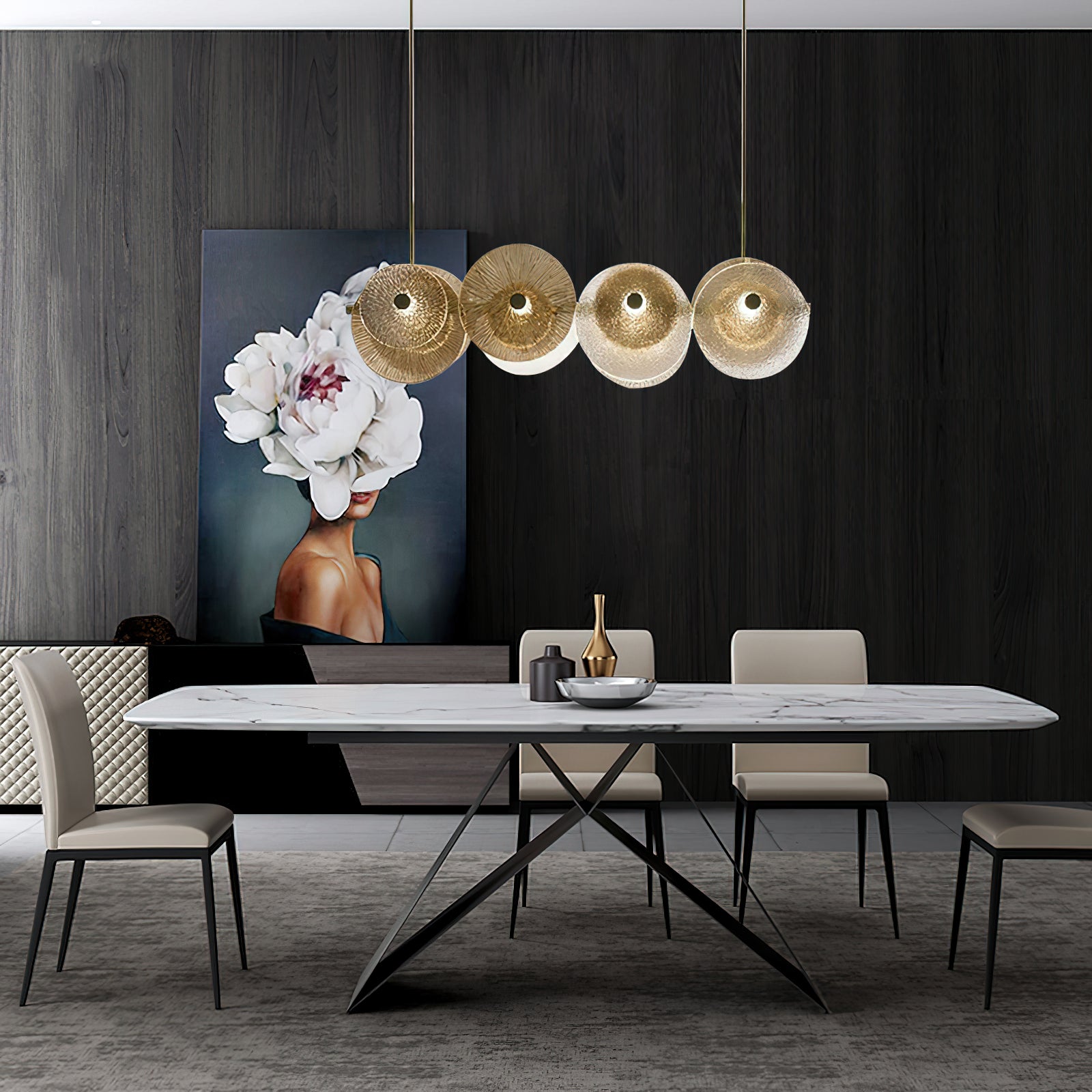 Himinuvyn Nordic Modern Metal Crystal Chandelier - Lamp Copper