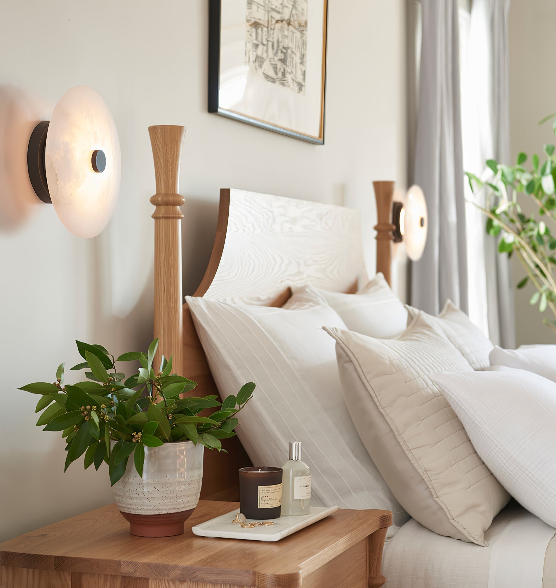 Clio Alabaster Ceiling Light - Lamp Copper