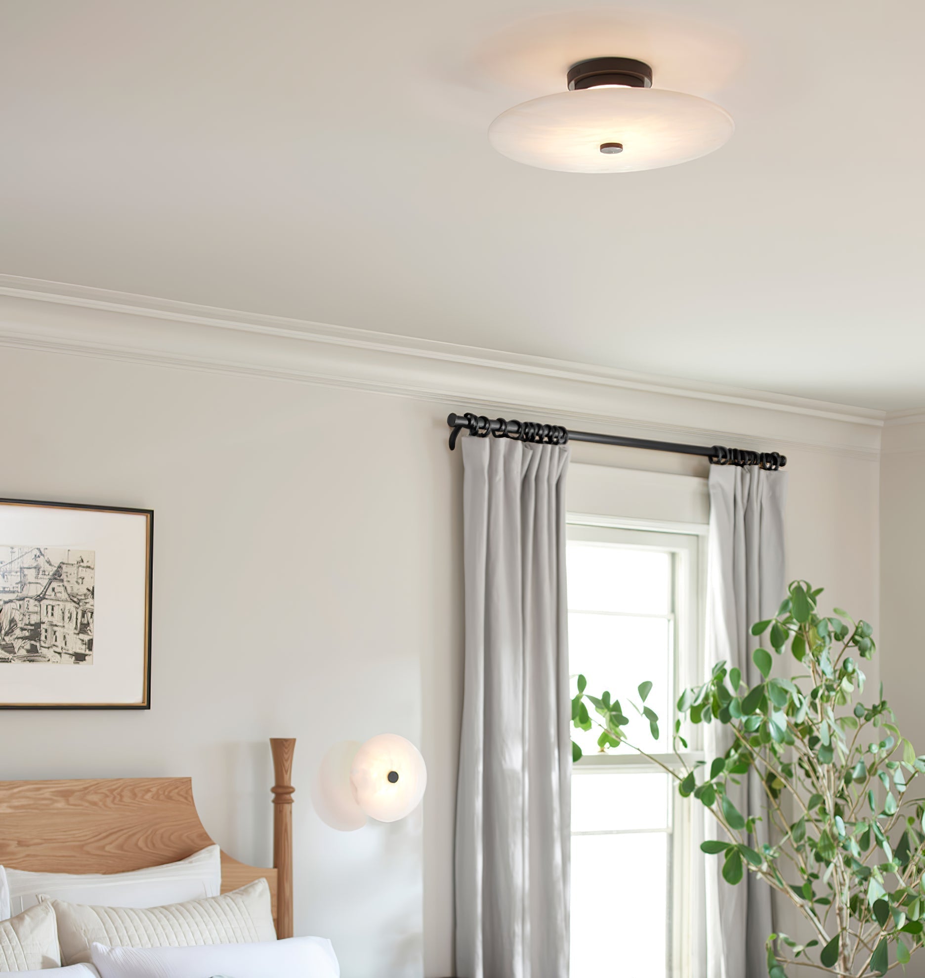 Clio Alabaster Ceiling Light - Lamp Copper