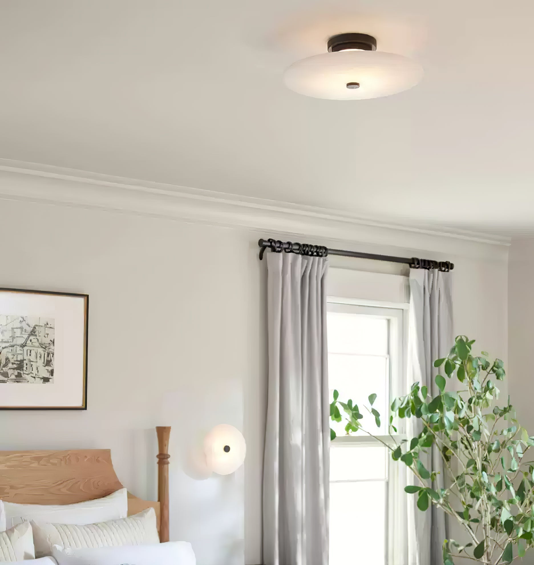 Clio Alabaster Ceiling Light - Lamp Copper